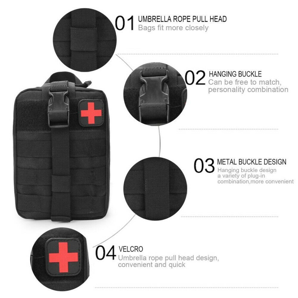 Survival and First Aid Kit 5 Piece Outdoor Survival Gear and Equipment Molle Bag