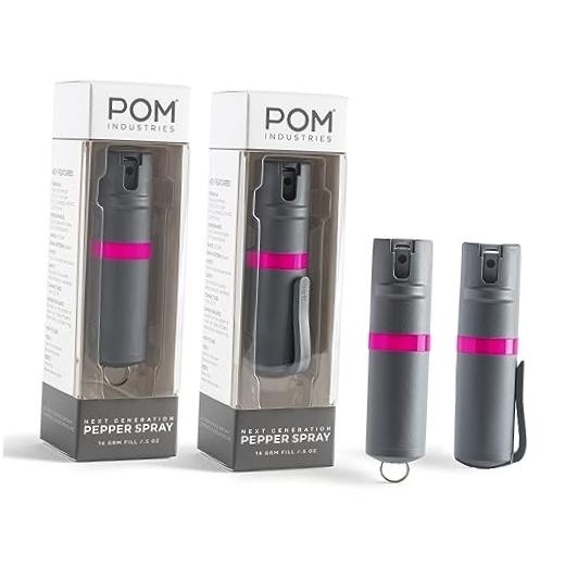 Pepper Spray Combo Pack, Keychain & Clip Model, Max Police Grey and Pink