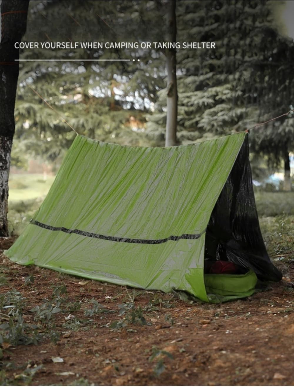 Emergency Survival Tent. 2-Person Tube Shelter Waterproof & Windproof Reusabl…