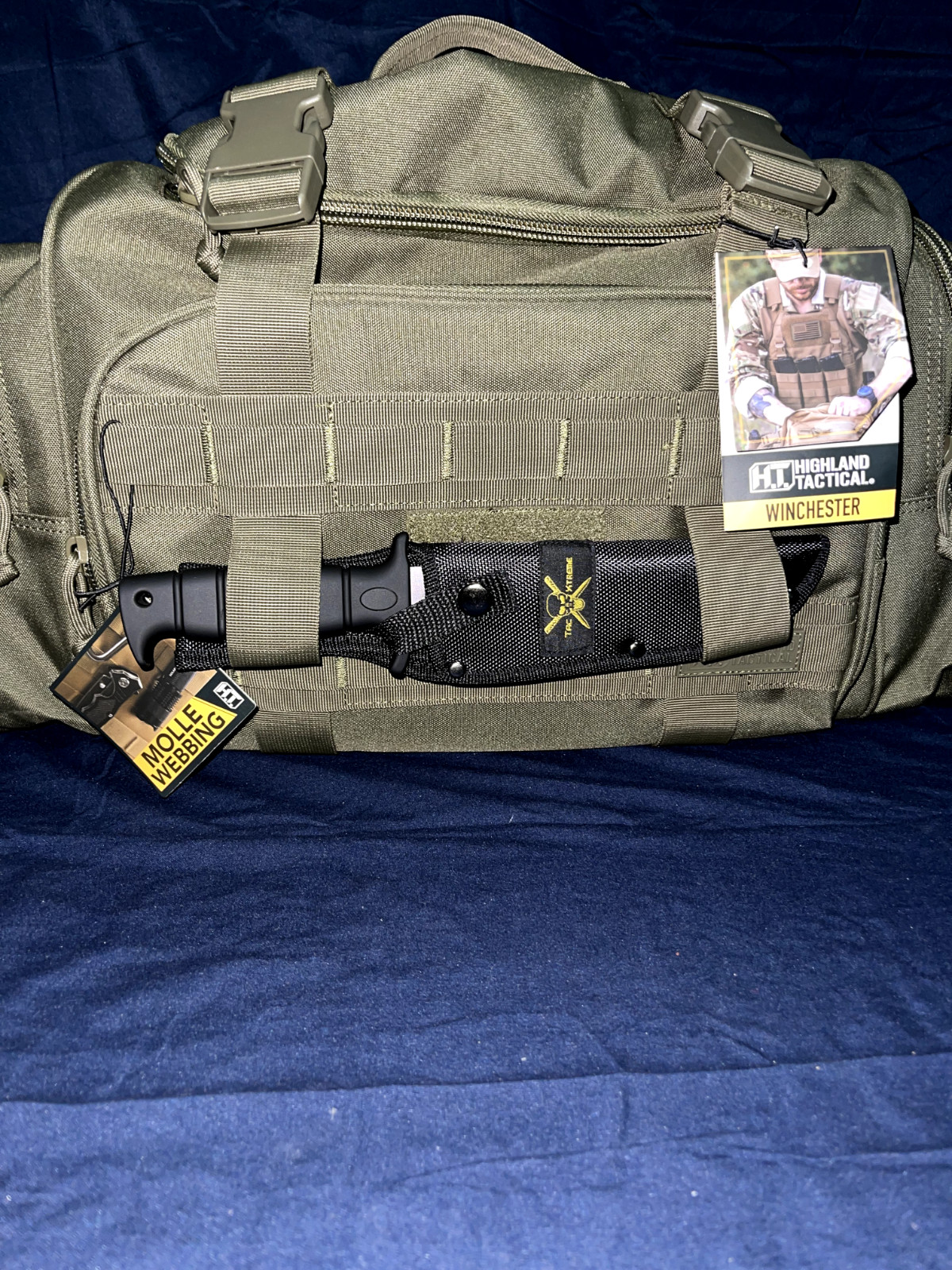 SURVIVAL TACTICAL MULTIPLE POCKET WINCHESTER BAG & TAC EXTREME KNIFE