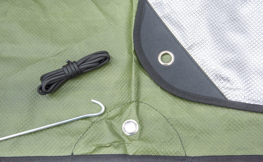 Green HD Heavy Duty Thermal Reflective Blanket Kit 4 Stakes Emergency Solar Tarp