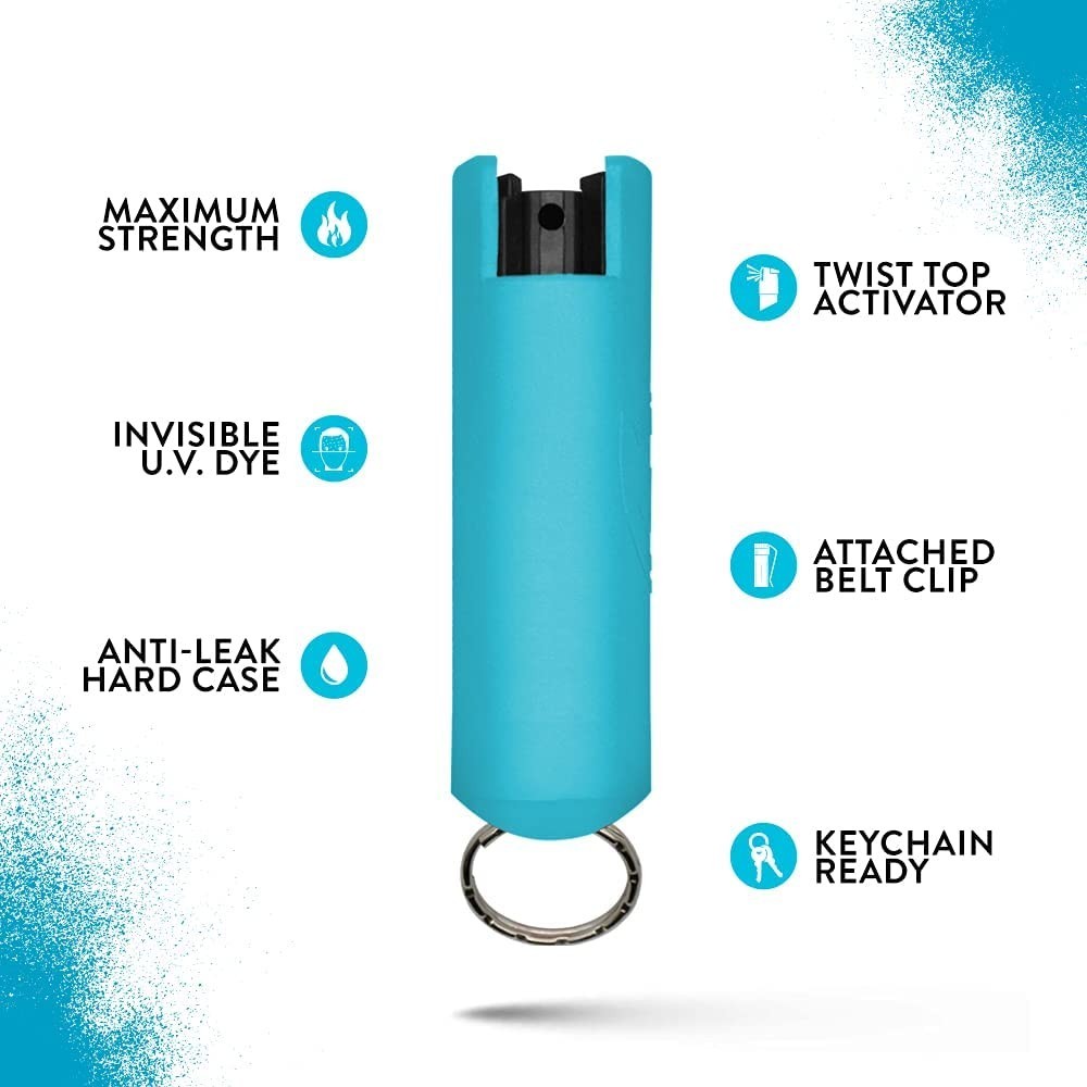 Guard Dog Pepper Spray Light Blue Self Defense Quick Action Hard Case Keychain