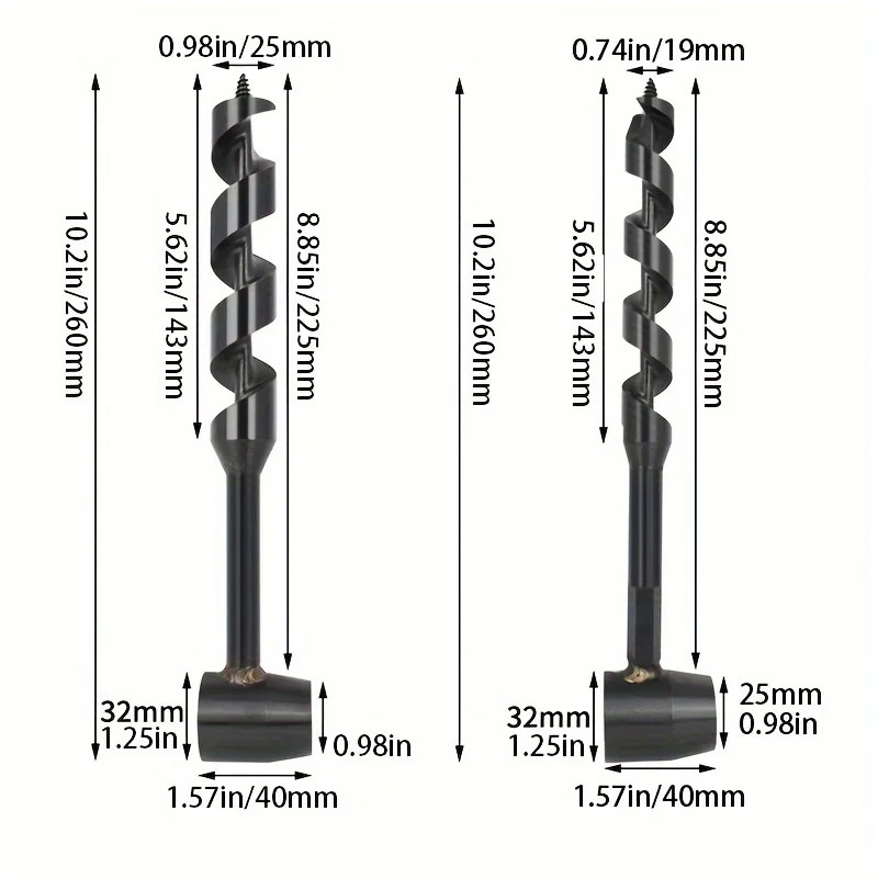 Outdoor survival manual drill bit woodworking extended hand drill black four-edg