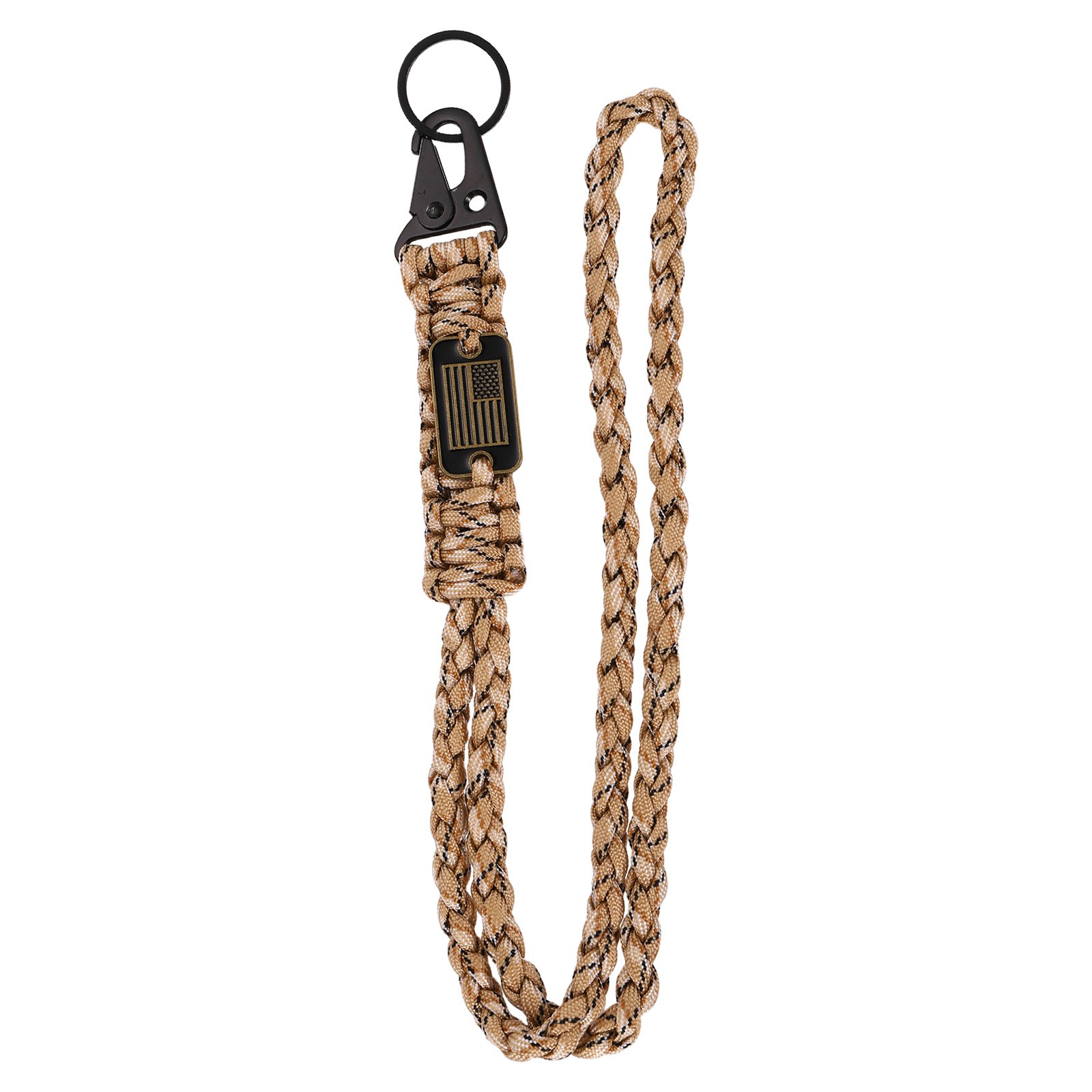 Paracord Lanyard, Strong Lanyard with USA Flag, Desert Camouflage
