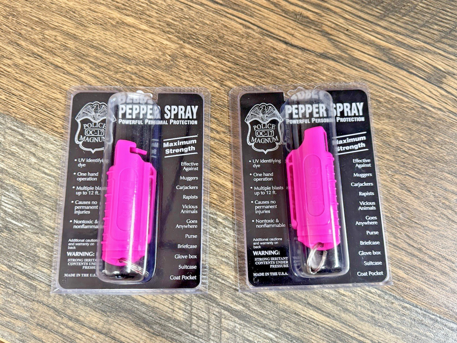 2 Pack Police Magnum Keychain pepper spray Self Defense 1/2oz Flip Top HOT PINK