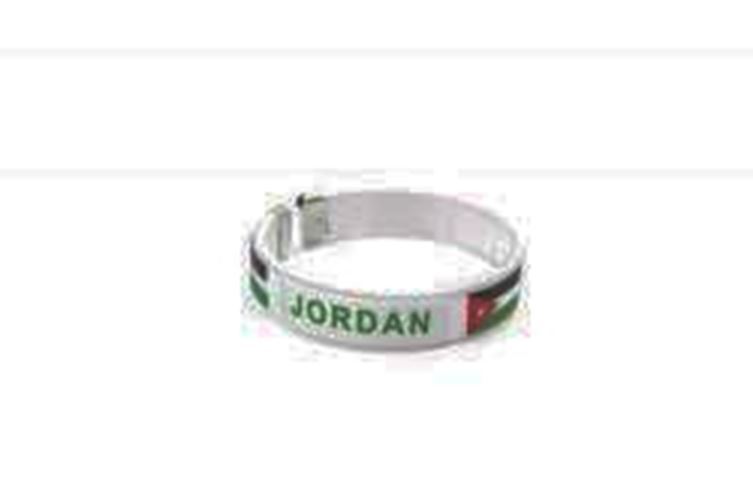 Jordan White Country Flag Flexible Adult C Bracelet Wristband.. 2.5 Inches in Di