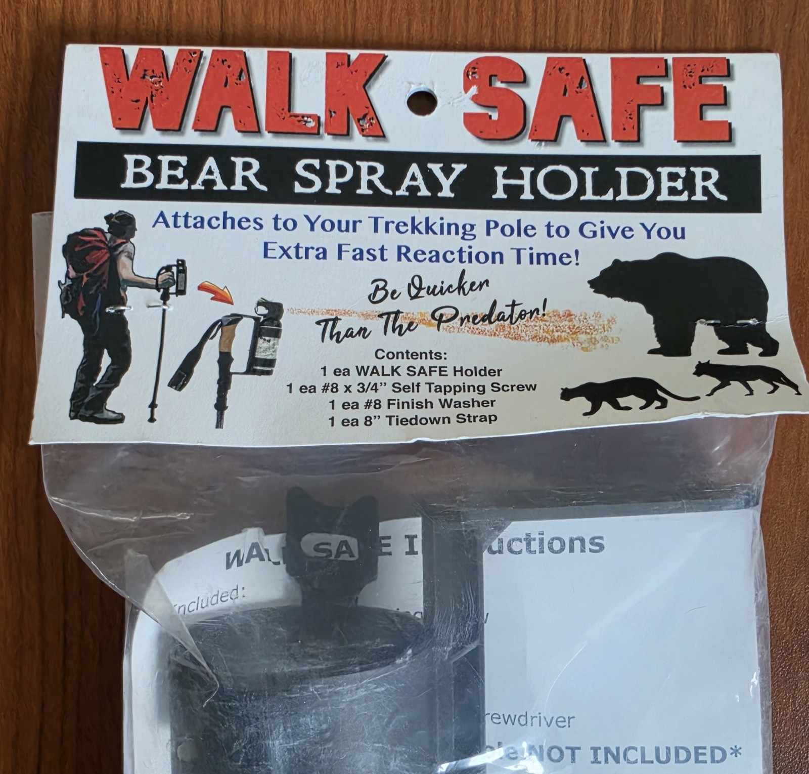 Walk Safe Spray Holder for Trekking Poles, Hiking Camping New!