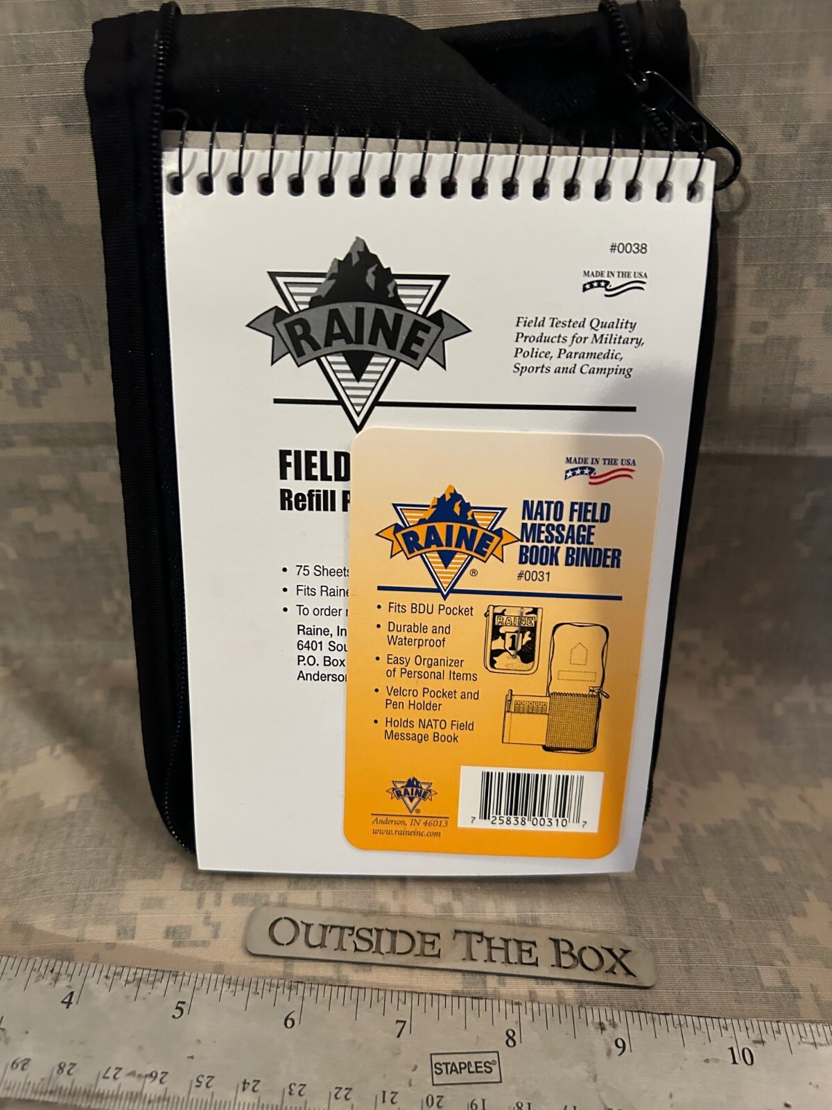 Raine Inc – “NATO Field Message Binder” 4.5″x7″ Notebook, Olive Drab OD Nylon