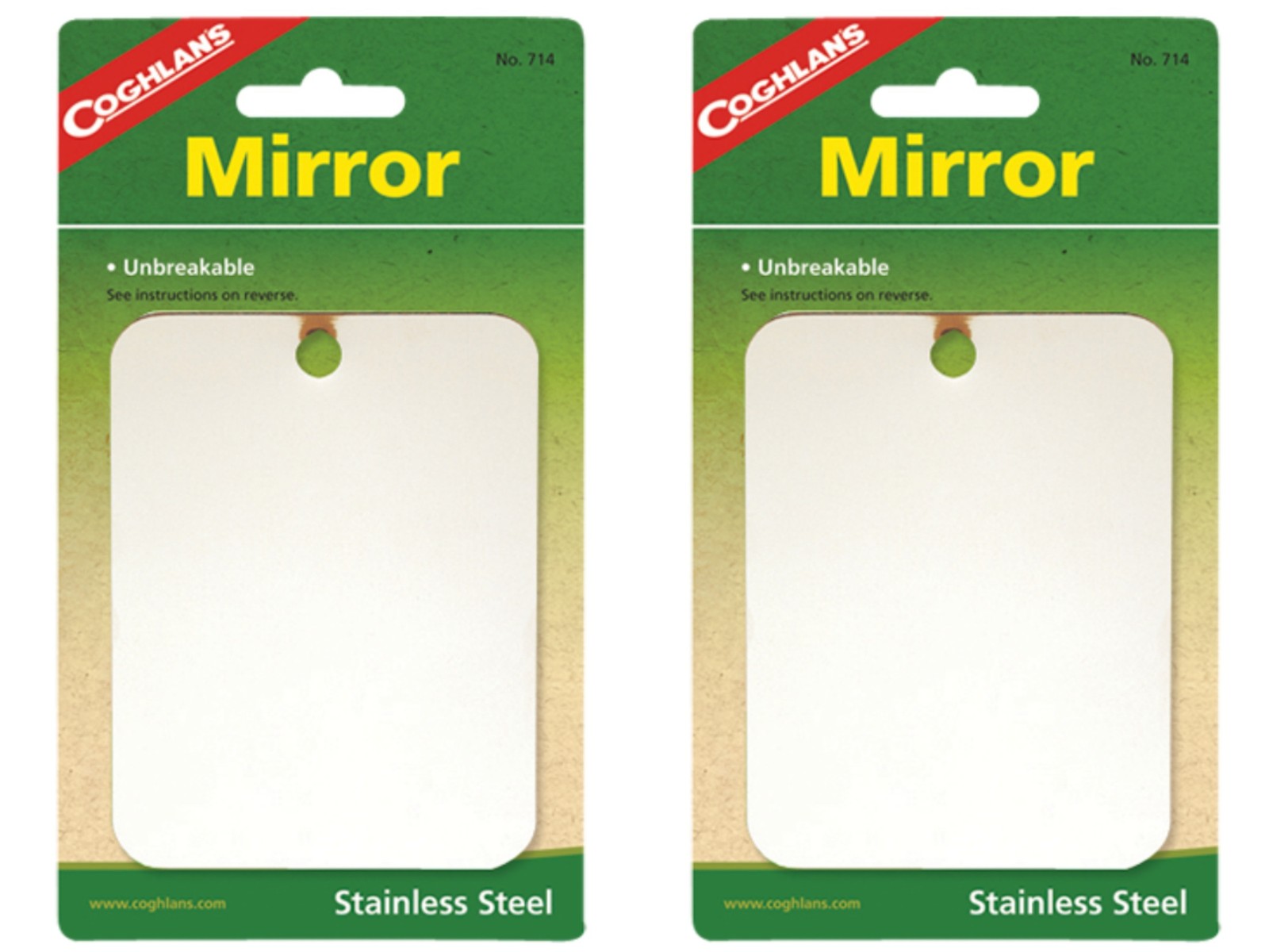 Coghlan’s Stainless Steel Mirror Unbreakable Compact Survival Camping (2-Pack)