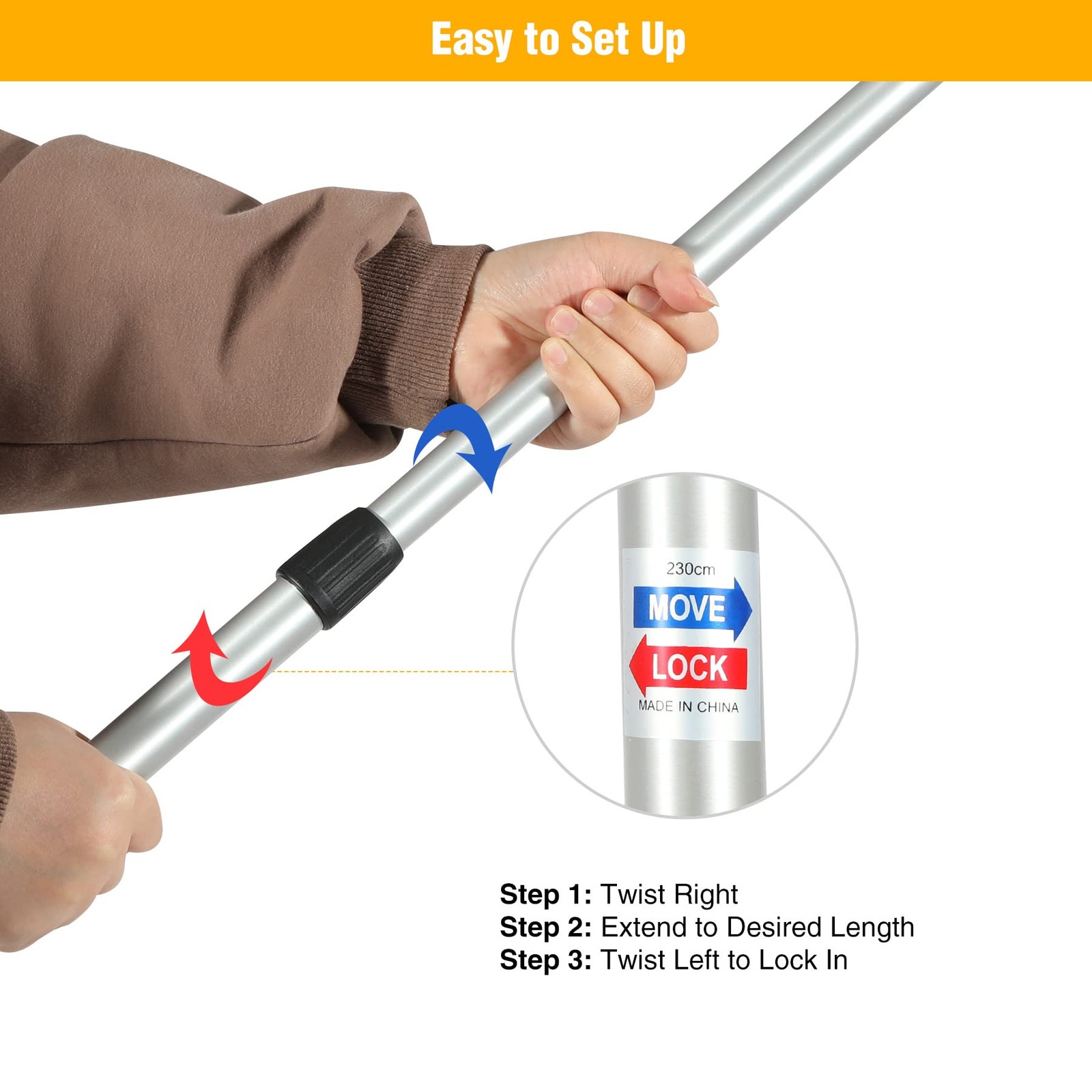 REDCAMP Aluminum Adjustable 35.43-90.55in (3 Section, Telescoping), Silver