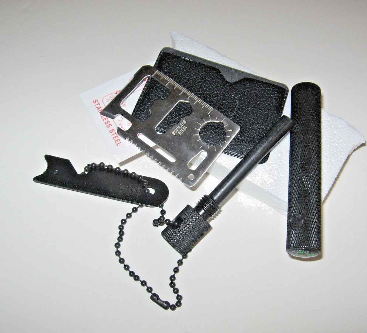 OUTDOORS 8 IN ONE PREMIUM FLINT FERRO STRIKER PLUS 11 IN 1 SS EMERGENCY TOOL