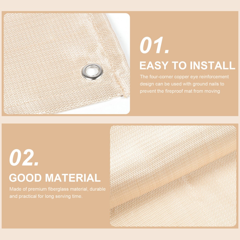 Fiberglass Fire Blanket Outdoor Rug 4×6 Heat Insulation Mat Khaki for Safety
