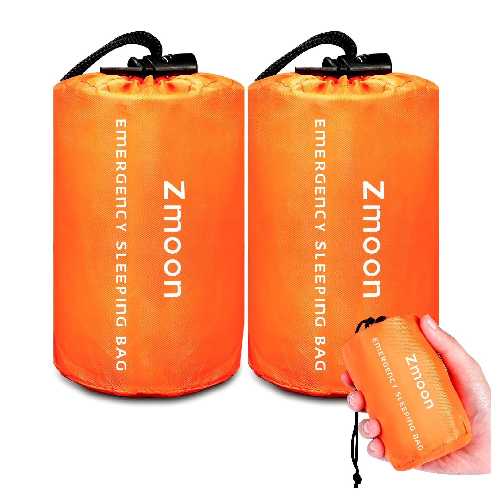 Zmoon Emergency Sleeping Bag Survival Bag, Orange Pack of 2, orange-2pcs