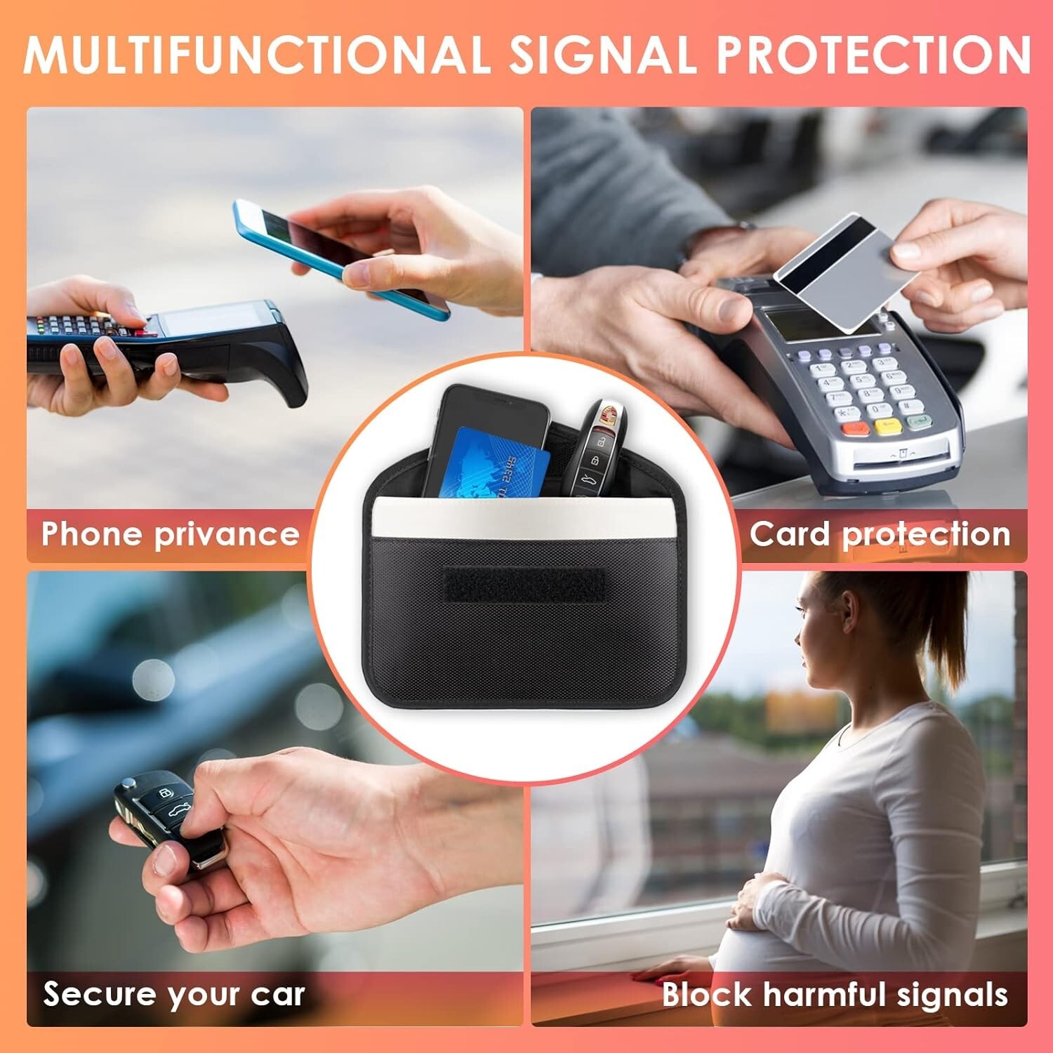 2 Pack Signal Blocking Faraday Bags for Phones and Keys RFID Anti Theft