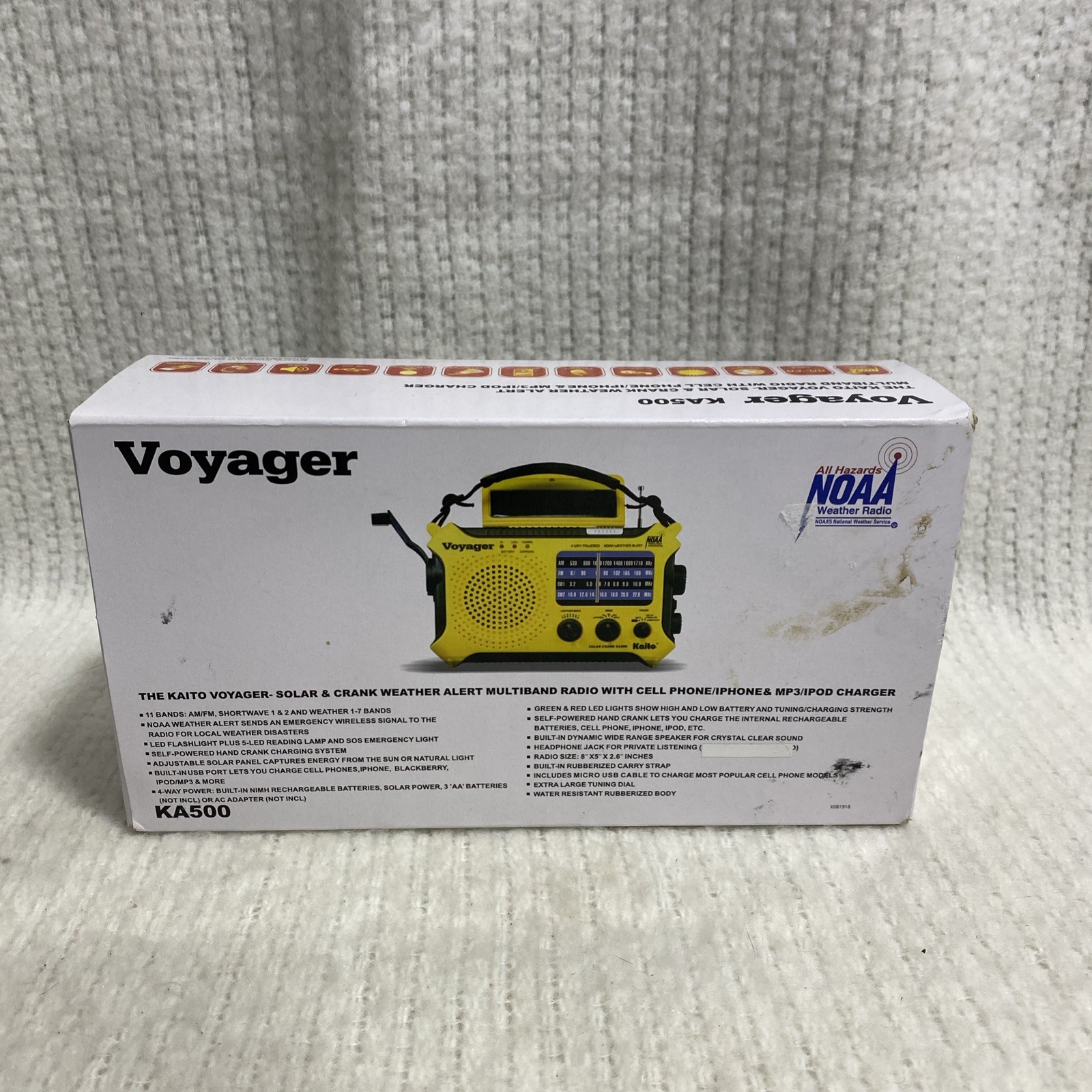 Yellow Kaito KA500 Voyager Solar Crank Battery Survival Radio AM FM Shortwave