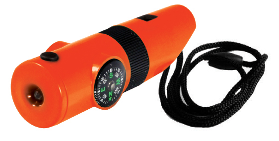 2PK 7-In-1 Camping Survival Whistle Compass Thermometer LED Flashlight Magnifier