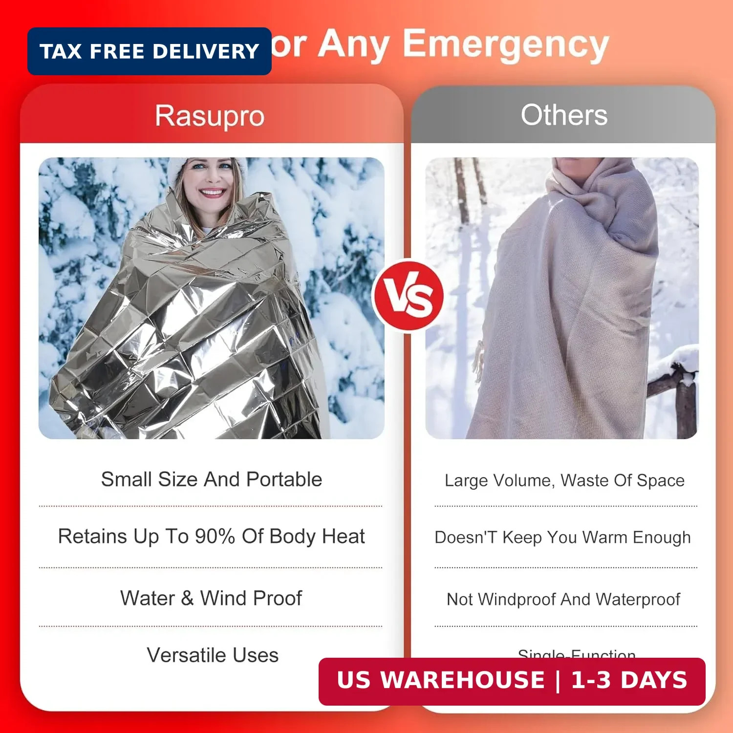 9 Pack Emergency Blankets, Outdoor Survival Emergency Insulated Gear, Mylar Ther