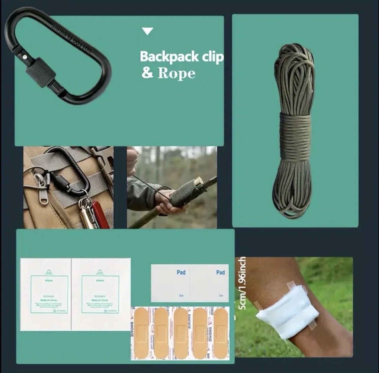 Ultimate Emergency Survival Kit 36Pcs Outdoor Camping Hiking Tactical First Aid