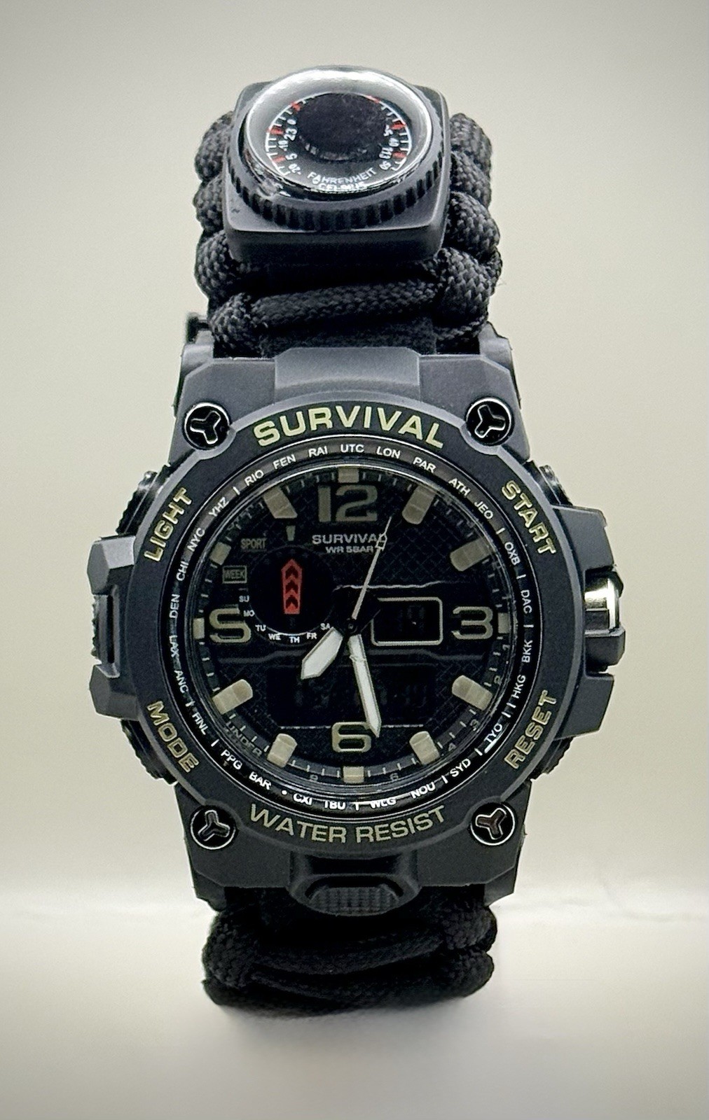 Survival Men’s Tactical Military Digital Watch 23-in-1 Multi-Functional BLACK