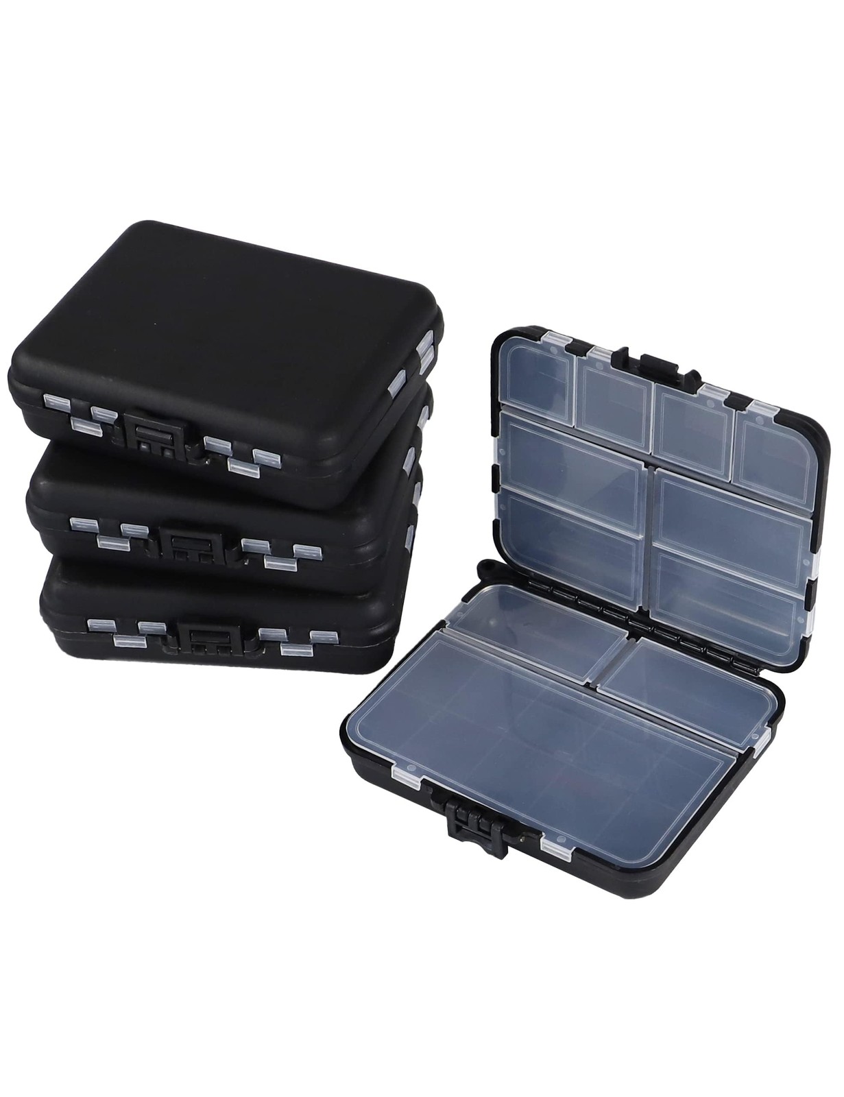 Hlotmeky Small Tackle Box Organizer 4 Pack Mini Small, Black, 4