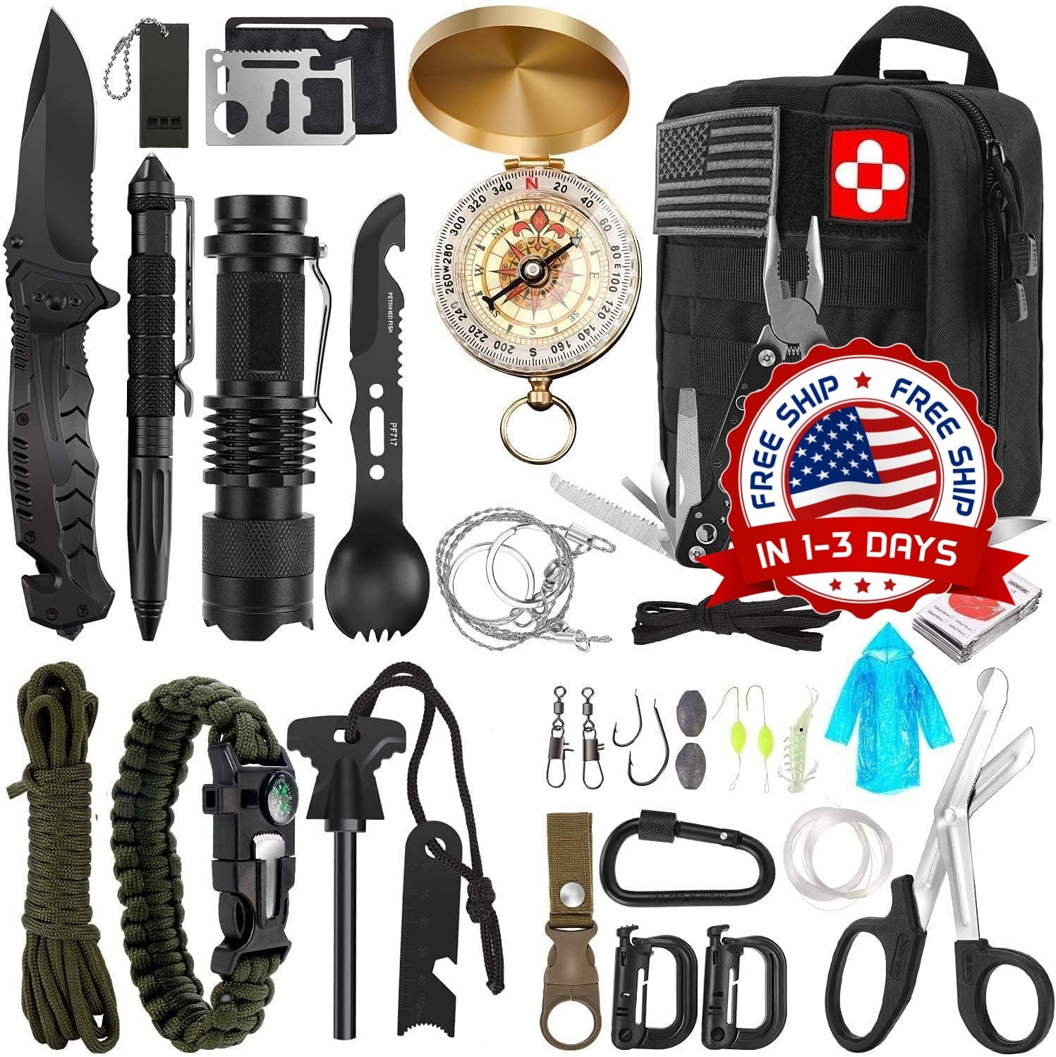 Herramienta De Supervivencia Con Bolsa Táctica Molle Y Tienda De Emergencia NEW.