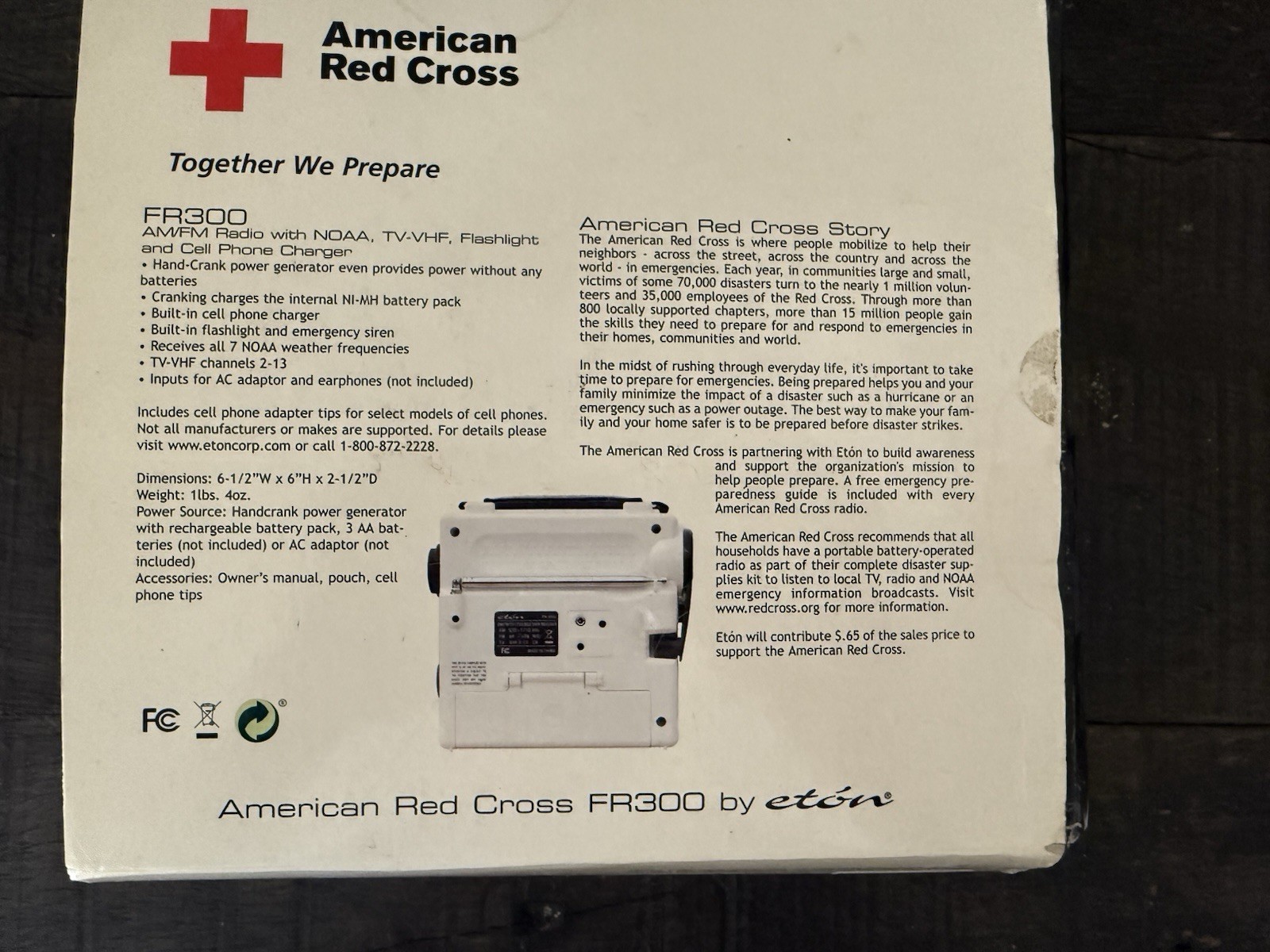 FR300 Eton American Red Cross emergency radio hand crank