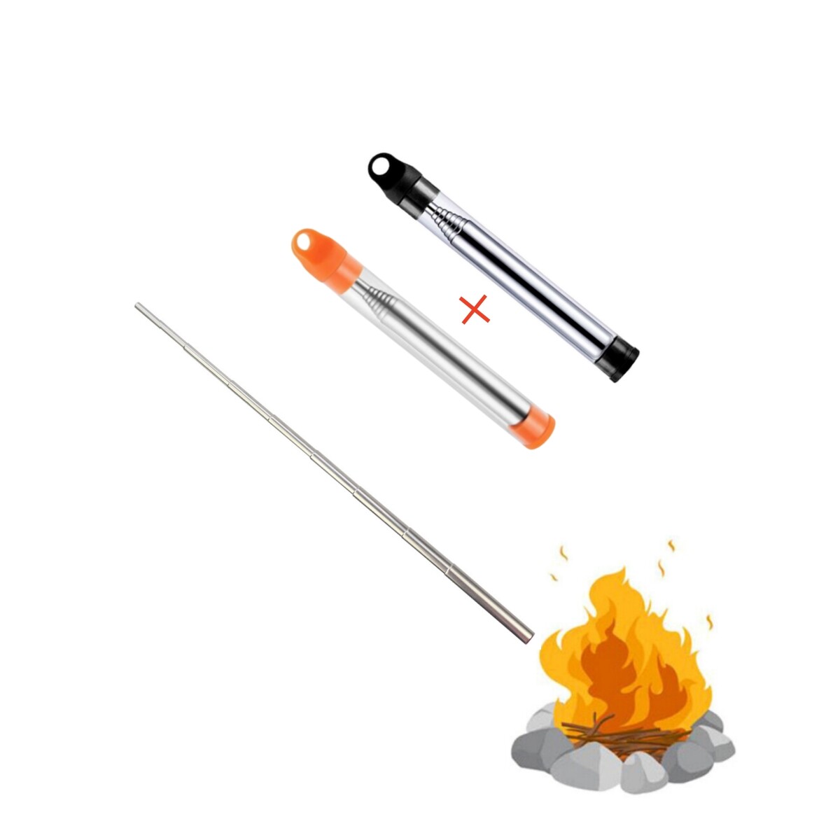 2 pcs Portable Emergency Fire Starter Stainless Steel Blow Fire Tube Fire Tools