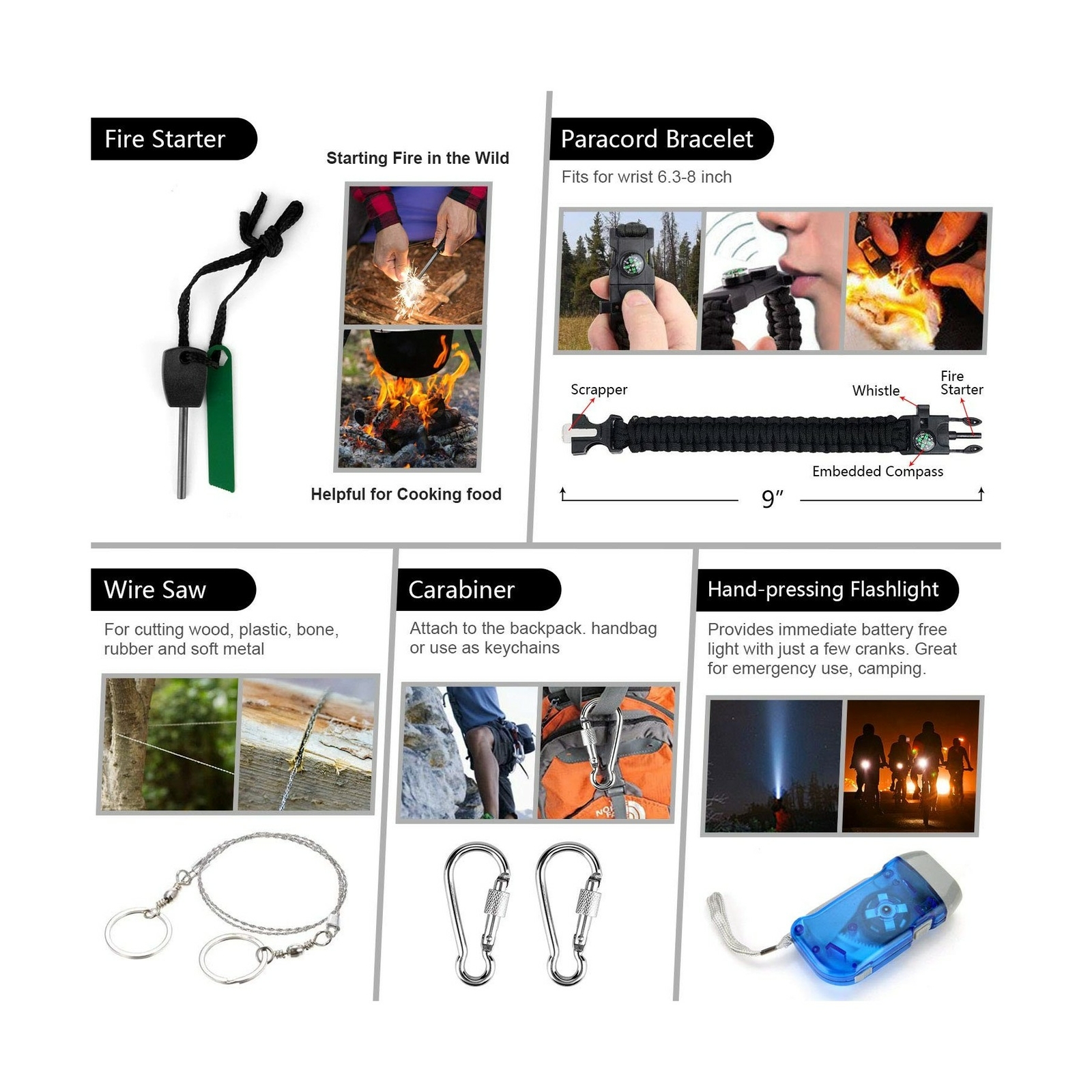 Emergency Survival Kit, 151 Pcs Survival Gear First Aid Kit, Outdoor Trauma B…