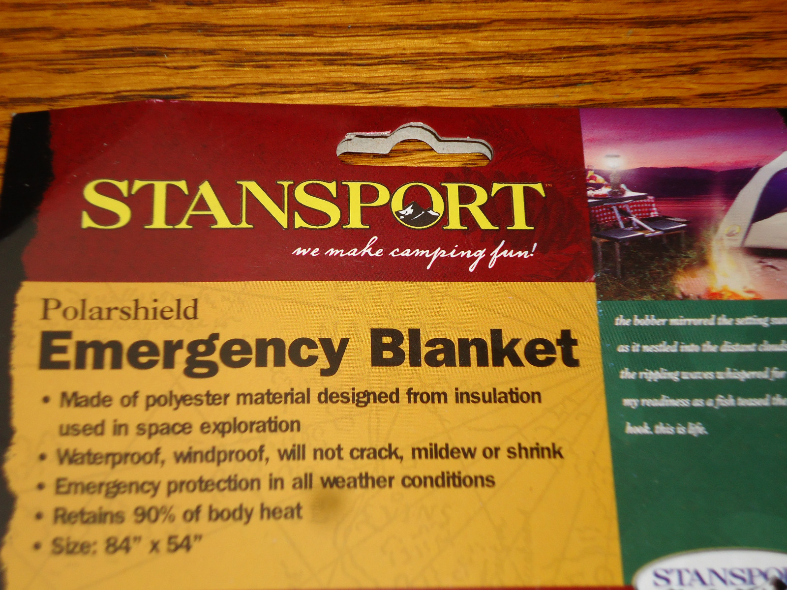 STANSPORT POLARSHIELD POLAR HEAT SHIELD EMERGENCY BLANKET WATERPROOF WINDPROOF