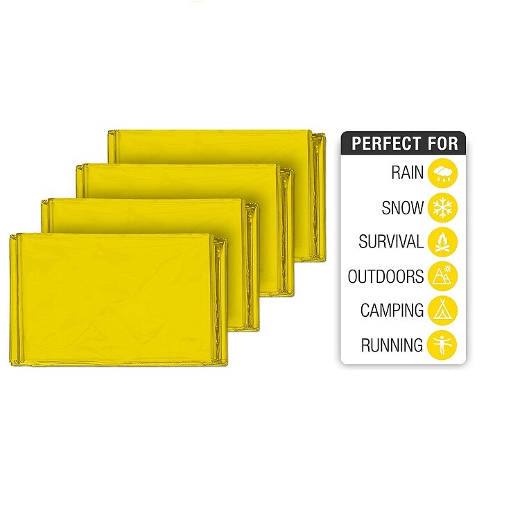 100 Pcs Medical Emergency Thermal Blanket Mylar Trauma Military Survival Gold