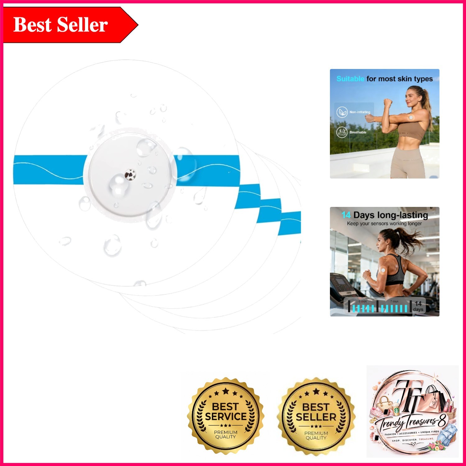 20-Pack Waterproof Hypoallergenic Sensor Covers for 10-14 Days