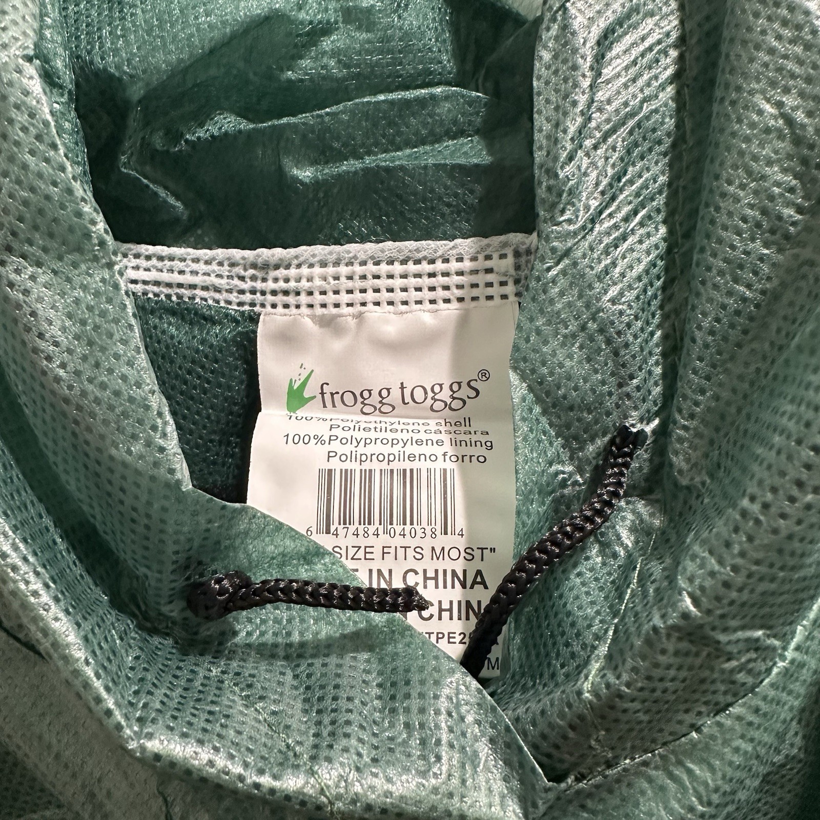 Frogg Toggs Rain Poncho Cape Hood Bag One Size Shell Adult Emergency 44W x 40L