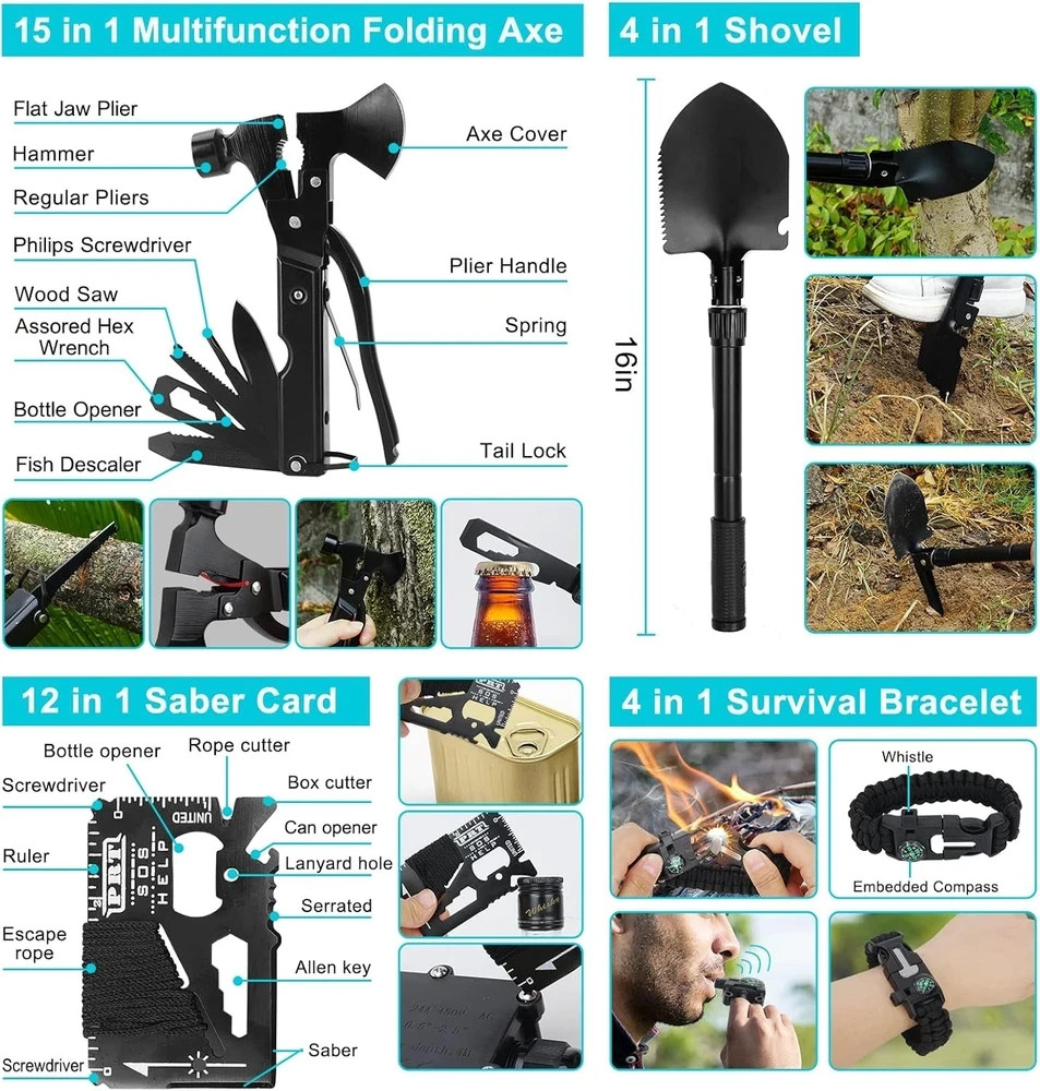 Survival Gear Professional Kit and Large Camping Backpack,First Aid Kit for Adve