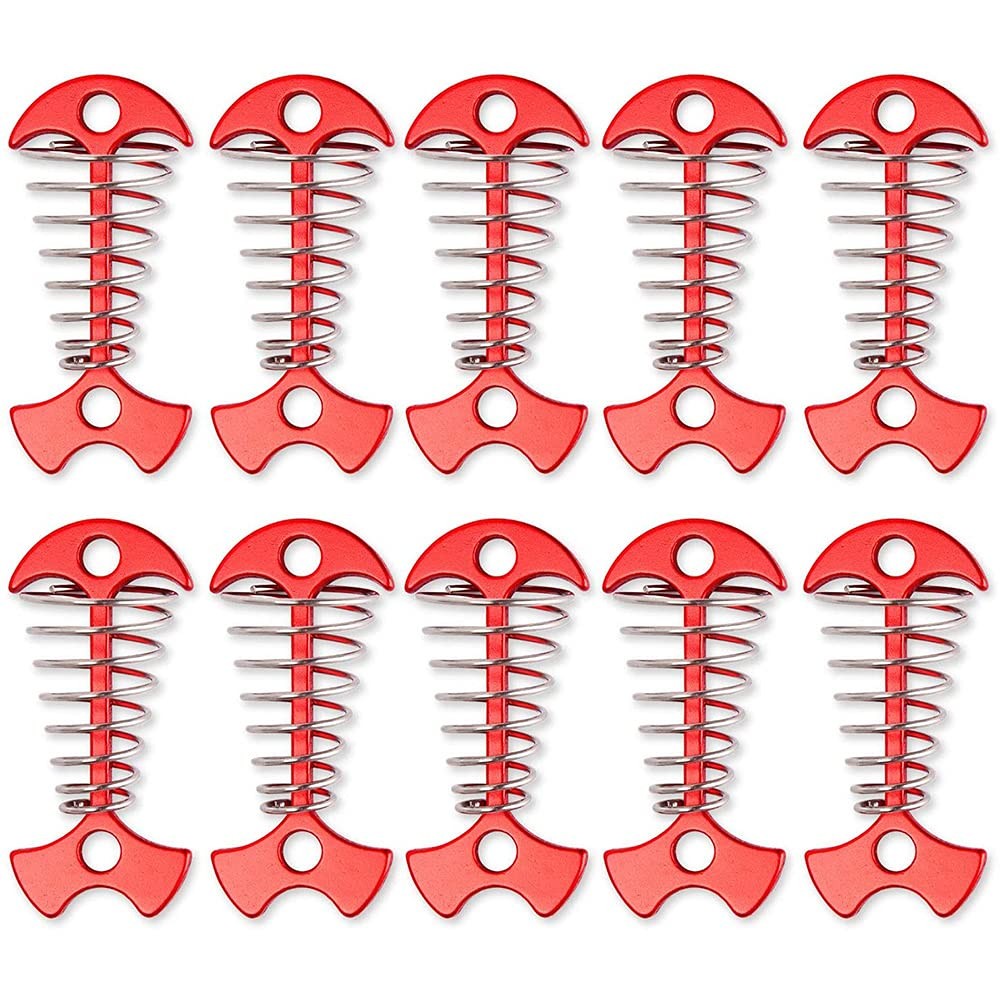 Alnicov 10Pcs Deck Plank Board Tent Stakes,Fishbone Anchor Pegs with red