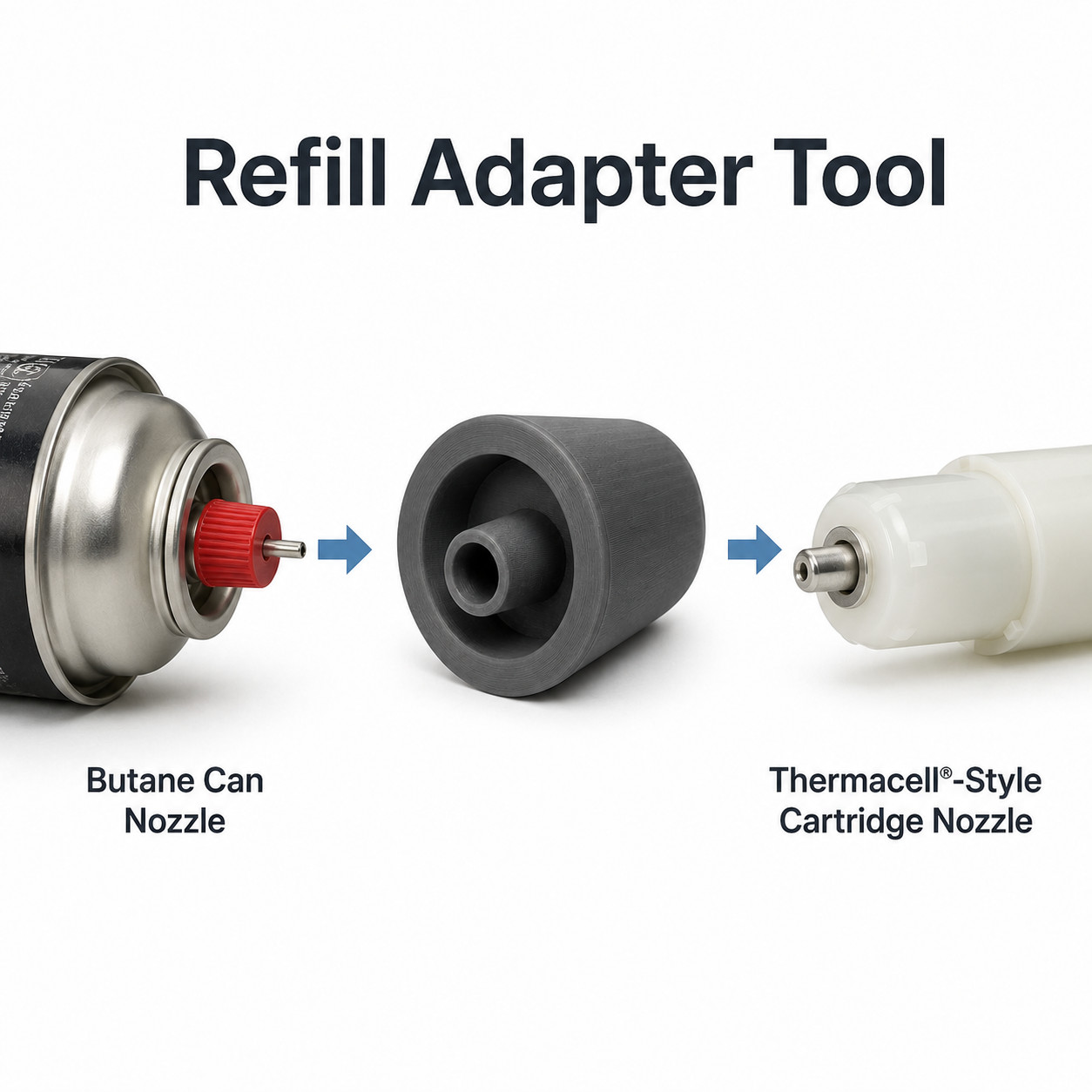 2 Pack Thermacell Butane Refill Adapter Tool – 3D Printed Filler Nozzle Mosquito