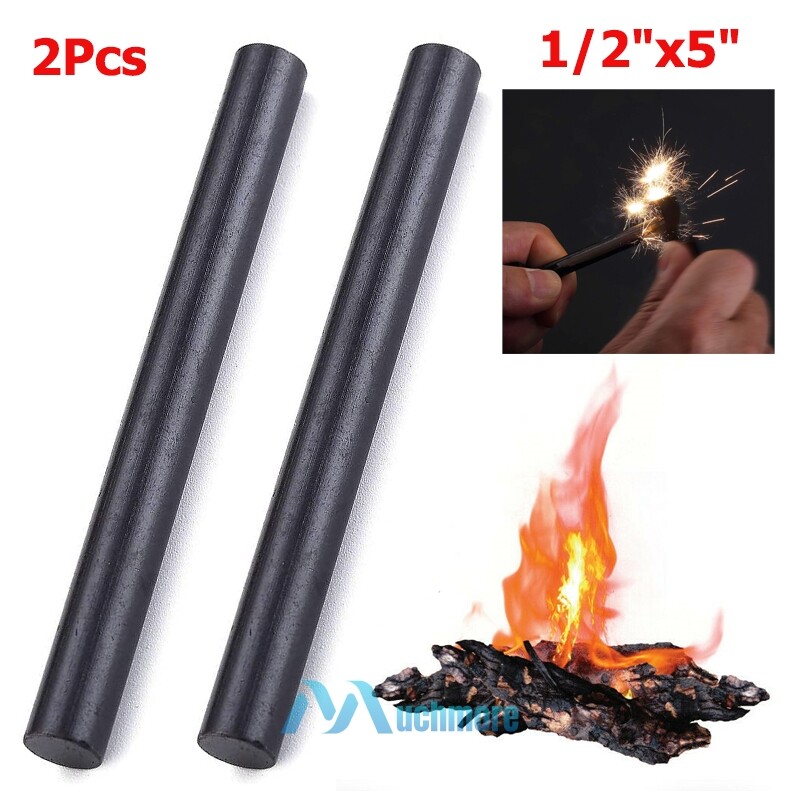 2Pcs Large 1/2″x5″ EDC Ferro Rod / Fire Starter Ferrocerium Flint Survival Gear
