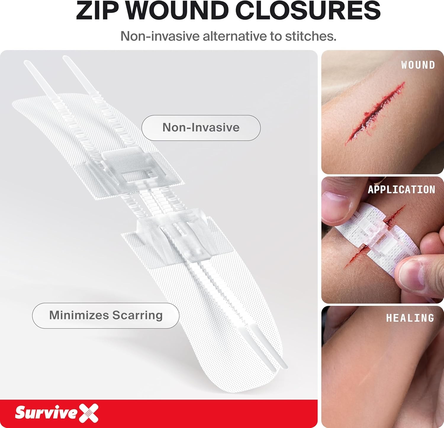 Large-Capacity First Aid Kit with Zippered Wound Closure Dressings