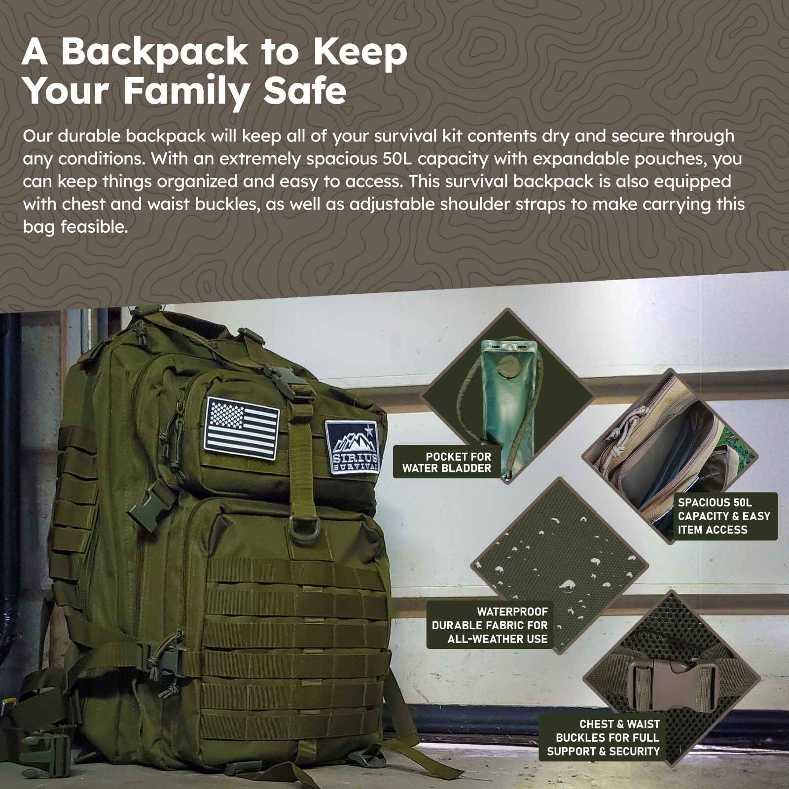 Sirius Survival Bug Out Bag – Premium Bugout Backpack Pre-Packed Survival Kit