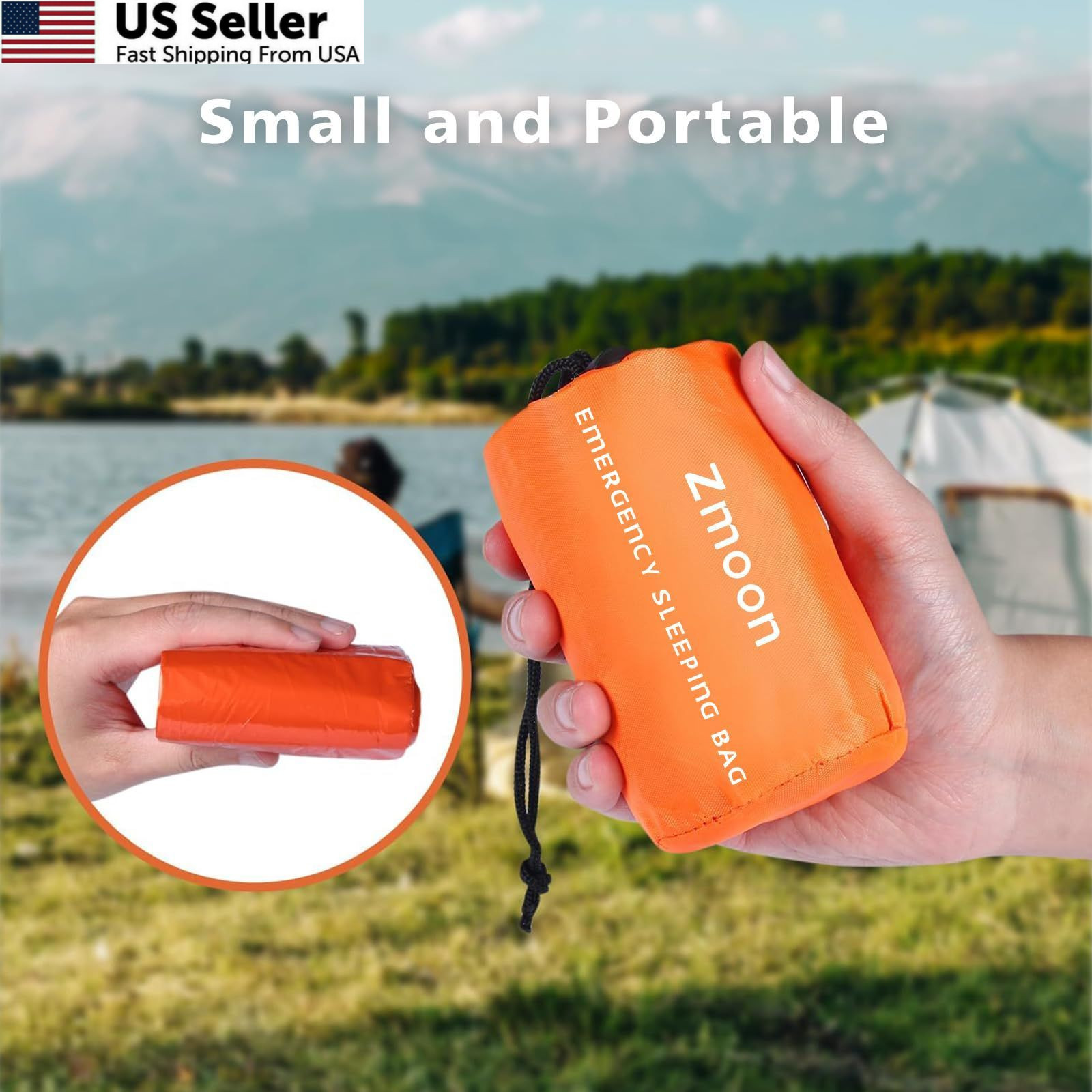 Zmoon Emergency Sleeping Bag Survival Bag, Orange Pack of 2, orange-2pcs