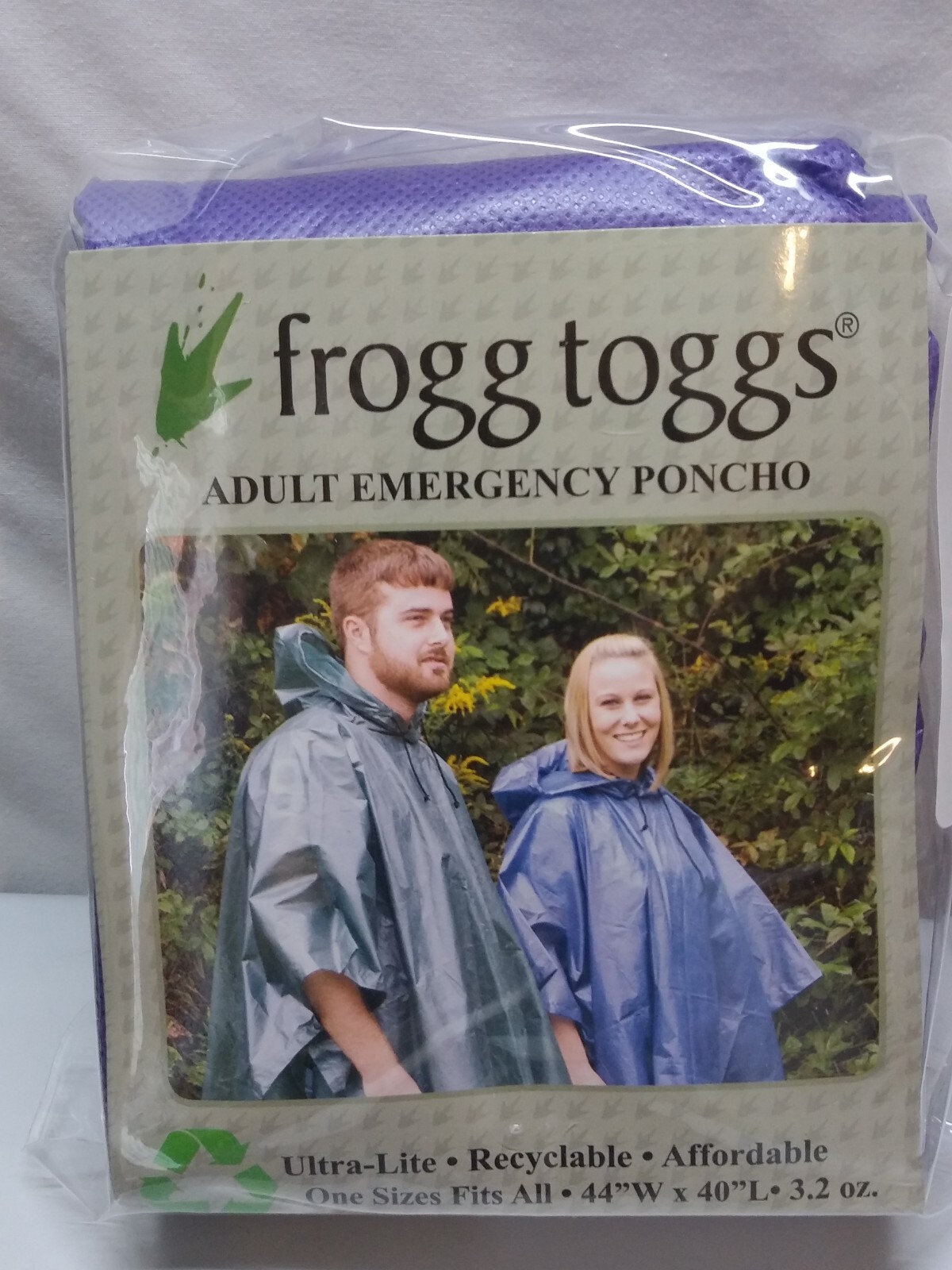 Frogg Toggs Adult Emergency Poncho Ultra Lite One Size Fits All 44″W x 40″L