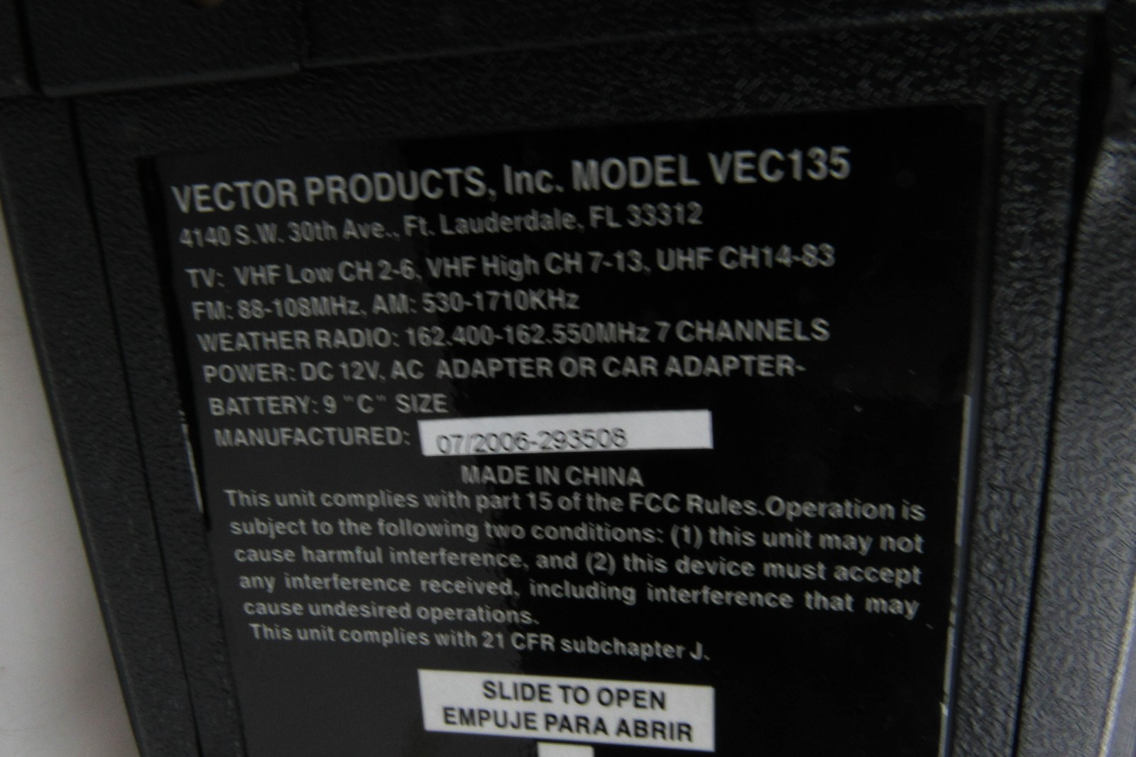VECTOR VEC135 Storm Tracker TV Radio Weather Alert NEW OPEN BOX WORKS SEE VIDEO