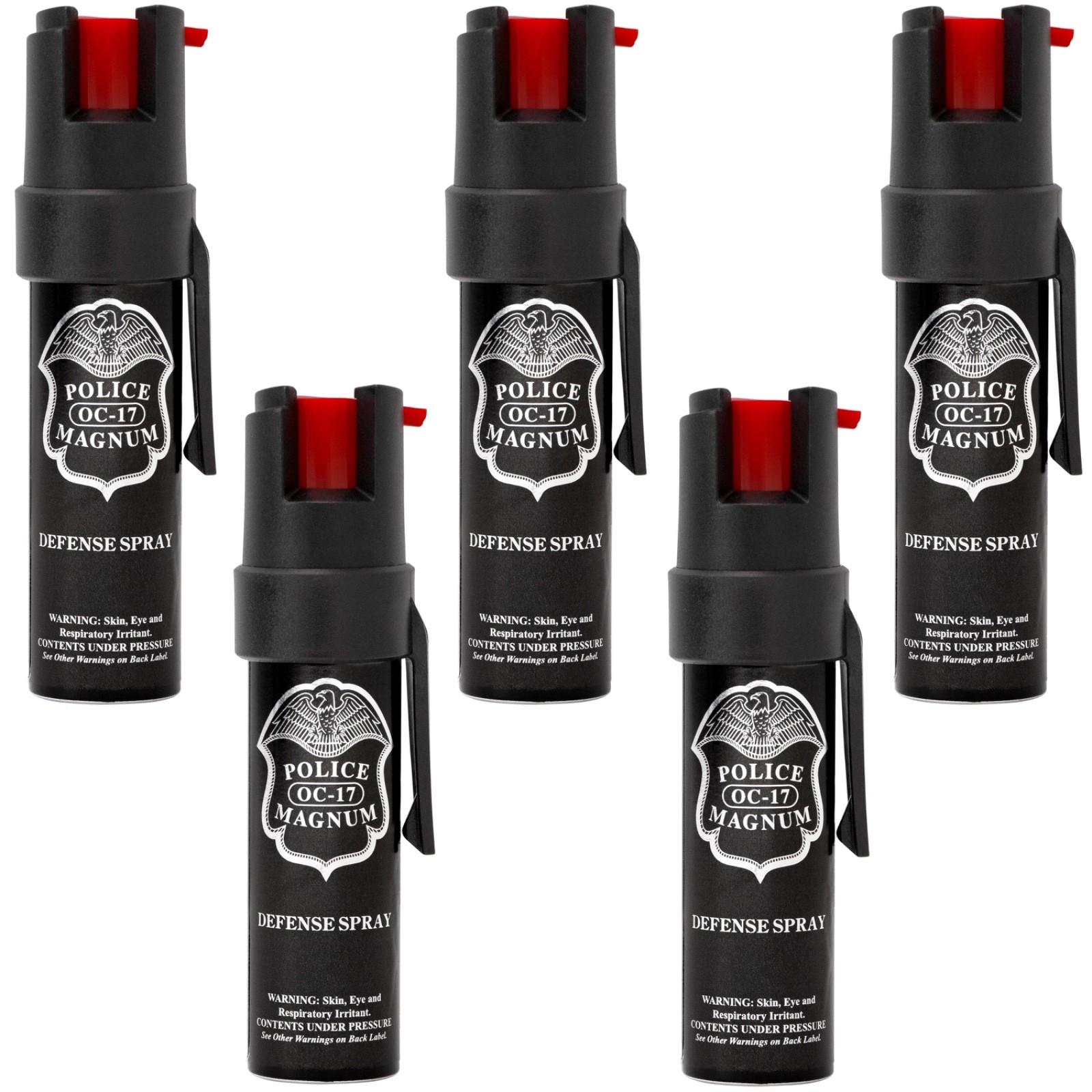 Police Magnum pepper spray USA self defense security 5 pack 3/4oz Pocket Clips