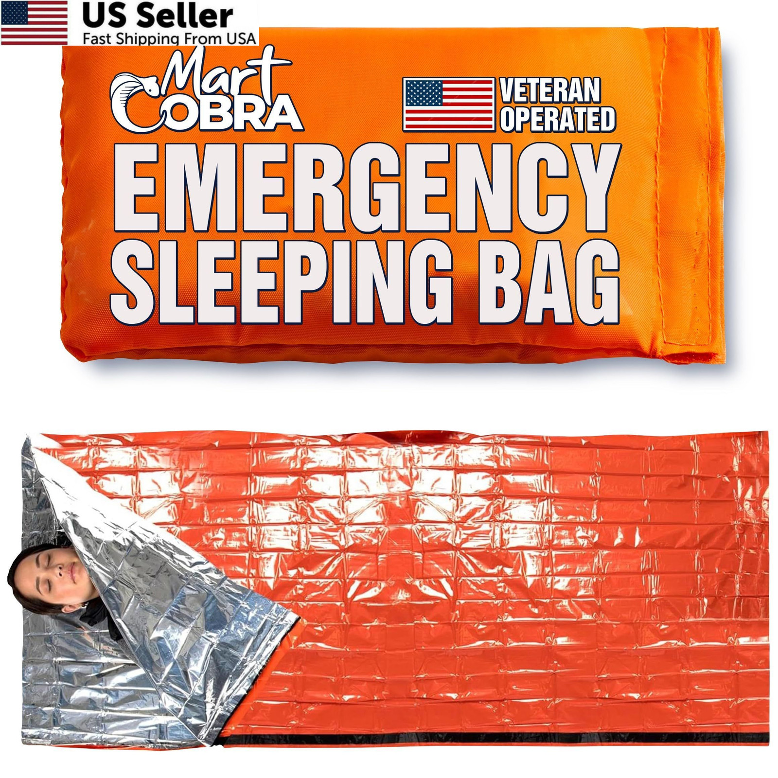 Emergency Sleeping Bag 1 Pack | for Survival Gear and [1 Pack], Orange