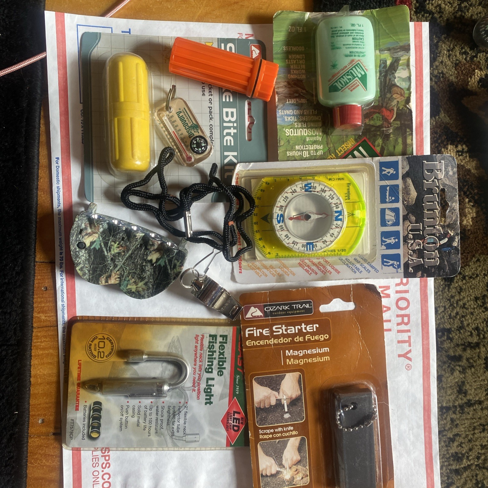 Lot Camping,Car,Hiking,compass, firestarter, snake bite mosquito Light CL5