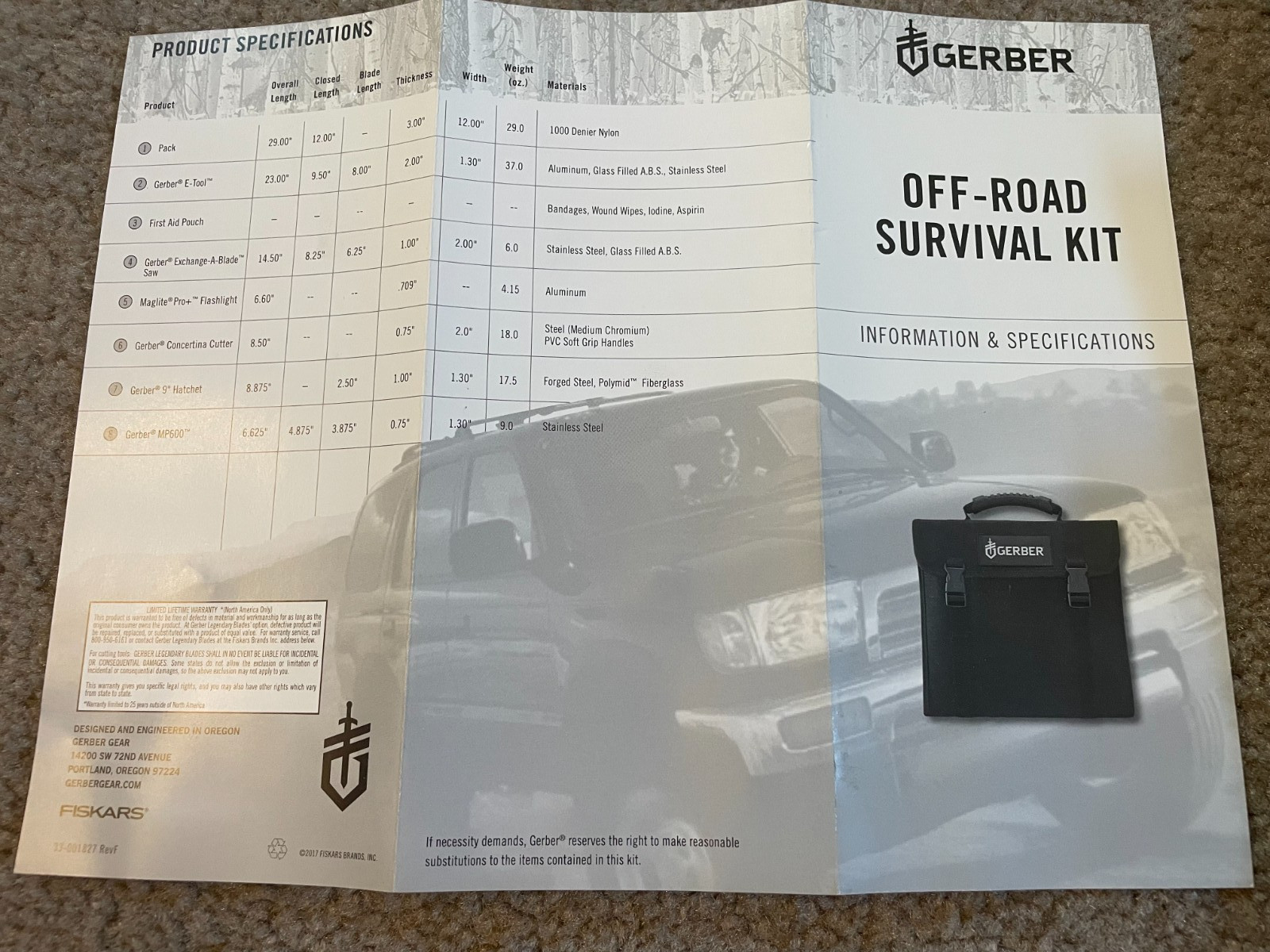 Gerber Off-Road Survival Kit Pre-Owned