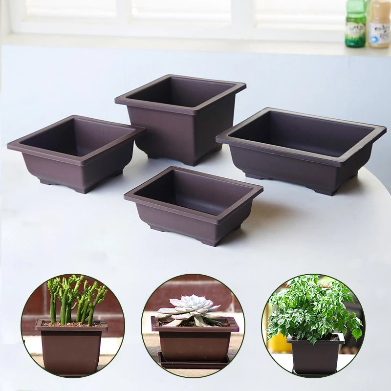 Rectangular Flowerpots Imitation Purple Clay Bonsai Pots Garden Landscape Succul