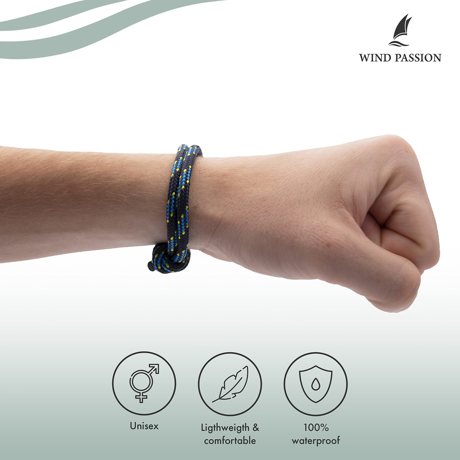 Wind Passion – Rope & Adjustable Bracelet for Men & Women One Size, Blue Navy