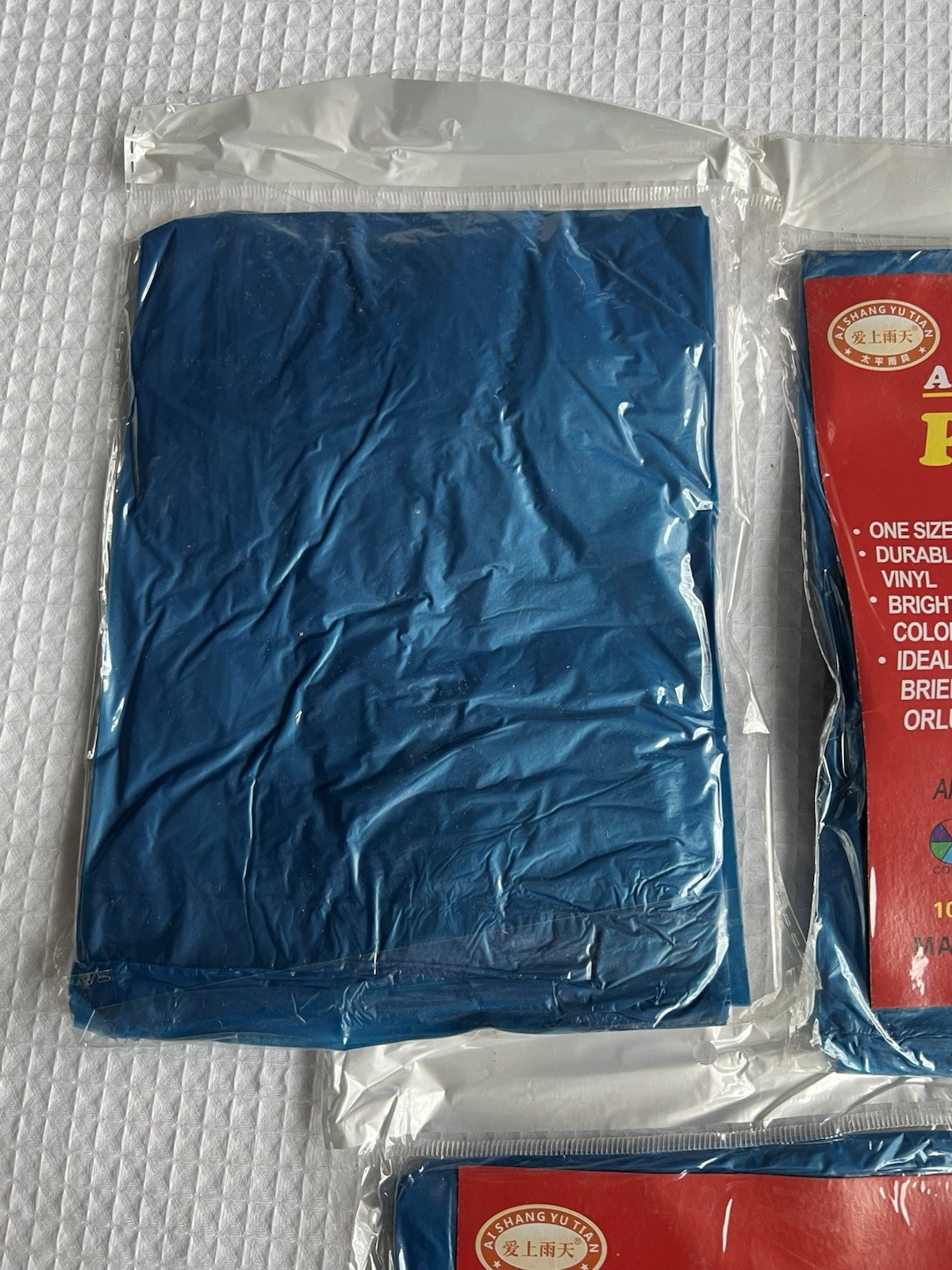 Lot of 5 Rain Ponchos Blue Adult Hood Outdoors Camping Hiking IDEAL FOR DISNEY