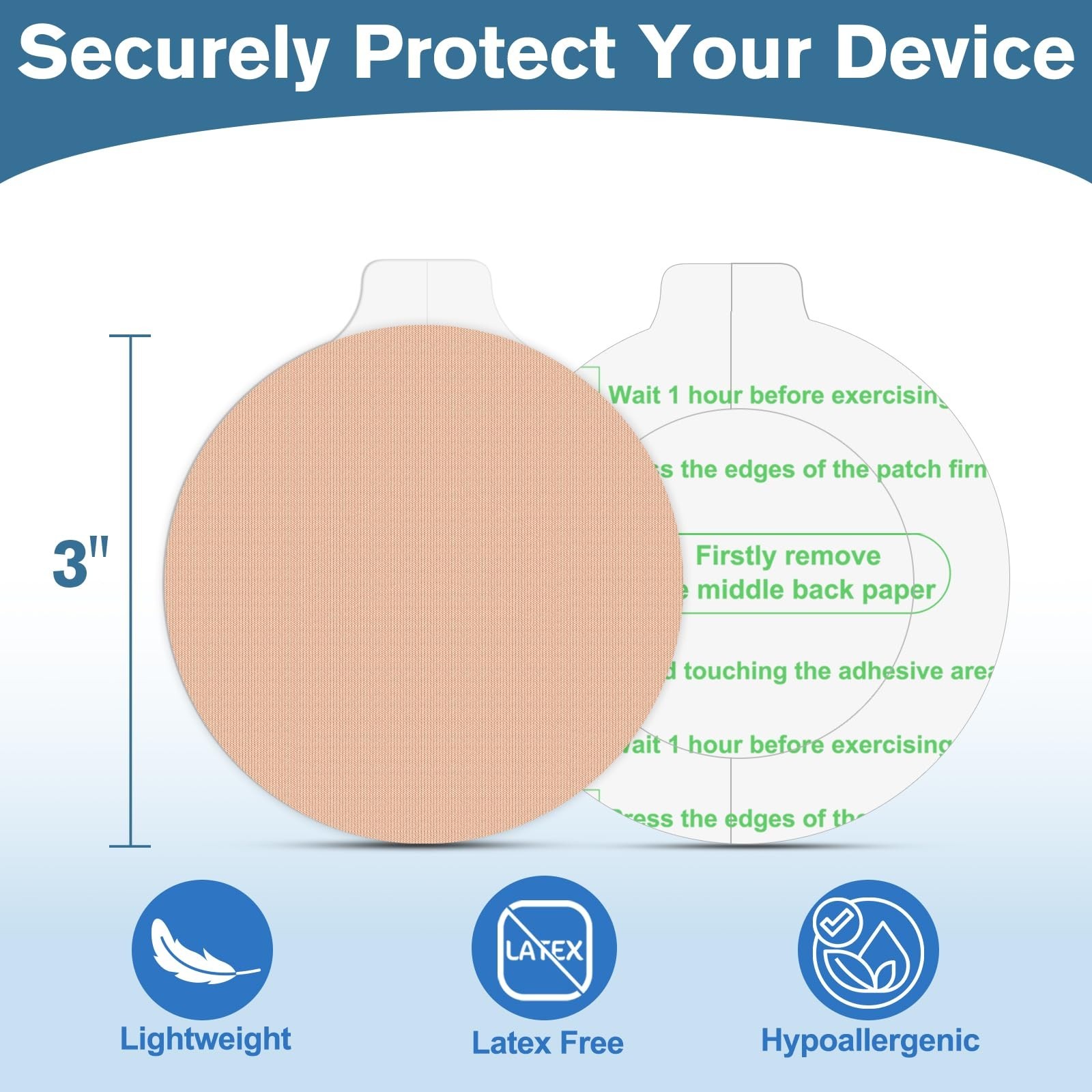 Waterproof Libre 3 Sensor Covers – 40 Pack, Breathable Flexible Adhesive Patches