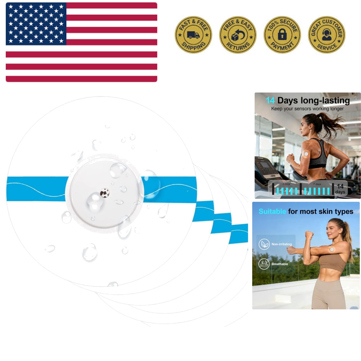 Sensor Covers for /3/Plus, 20 Pack Adhesive Patches, Waterproof & Sweatproof …